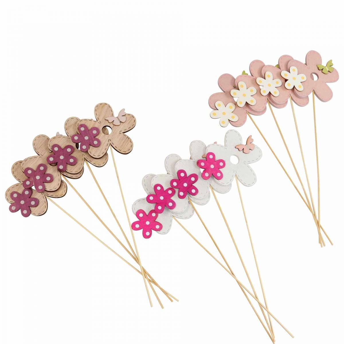 Viana Gartenstecker Farbenfrohe Blumenstecker aus Holz mit Schmetterlingsmotiv, 12 Stück