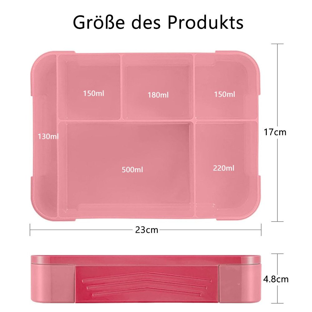 TUWENA Lunchbox Brotdose Kinder mit Fächern, 1330ml auslaufsichere Lunchbox, Snackbox