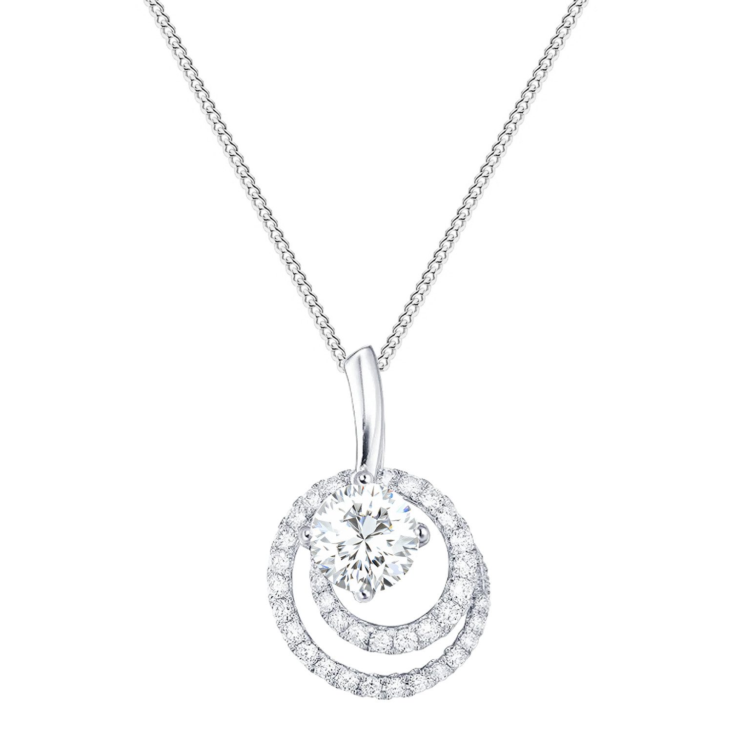 LÖB Kette mit Anhänger 925 Silber Halskette Ewige Ring Anhänger Zirkonia Stein Kette Kreis (Geschenke für Frauen Damen Beste Freundin Mutter Mama Ehefrau Oma sie zum Geburtstag Schmuck Herbst Oktoberfest), Infinity Ringanhänger Unendlich Schmuck Brautschmuck Strass Modern