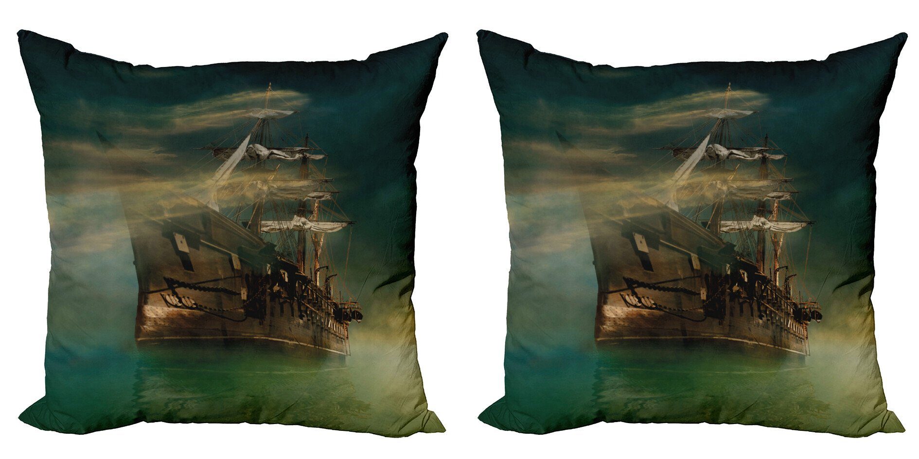 Kissenbezüge Modern Accent Doppelseitiger Digitaldruck, Abakuhaus (2 Stück), Ozean Old Ship auf ruhigem Wasser