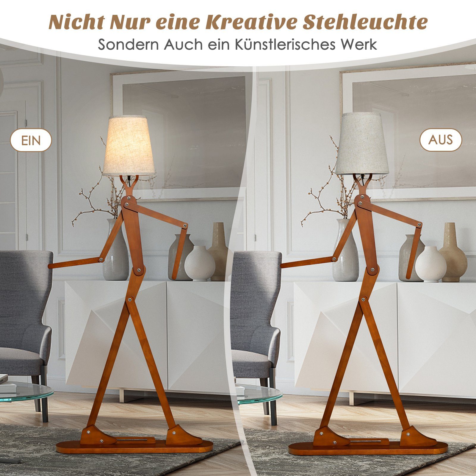 COSTWAY Stehlampe, humanoide Eckleuchte mit verstellbaren Gelenken günstig online kaufen