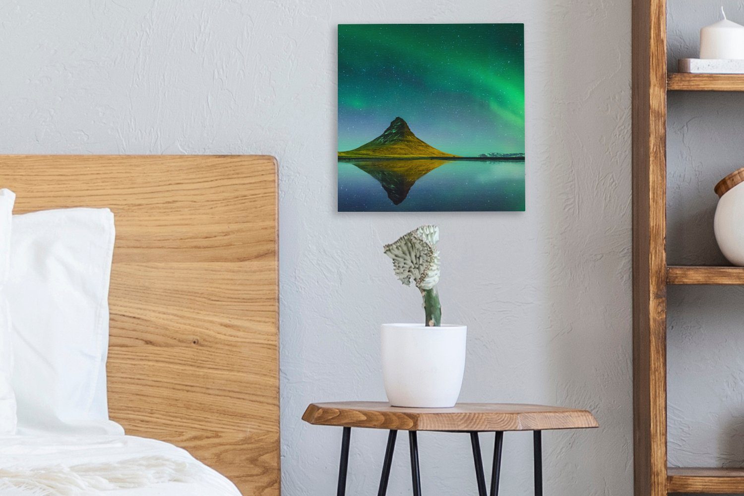 OneMillionCanvasses® Leinwandbild Nordlicht Island - Wasser Wohnzimmer - Berge Bilder - Natur, für - (1 St), Schlafzimmer Leinwand