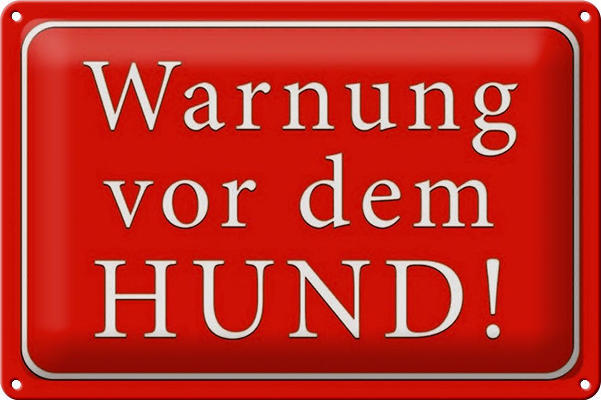 Femer GmbH Metallschild Hund 30x20cm Warnung vor dem Hund, (1 St), gewölbte Oberfläche, abgerundete Ecken, umgeschlagene Kanten