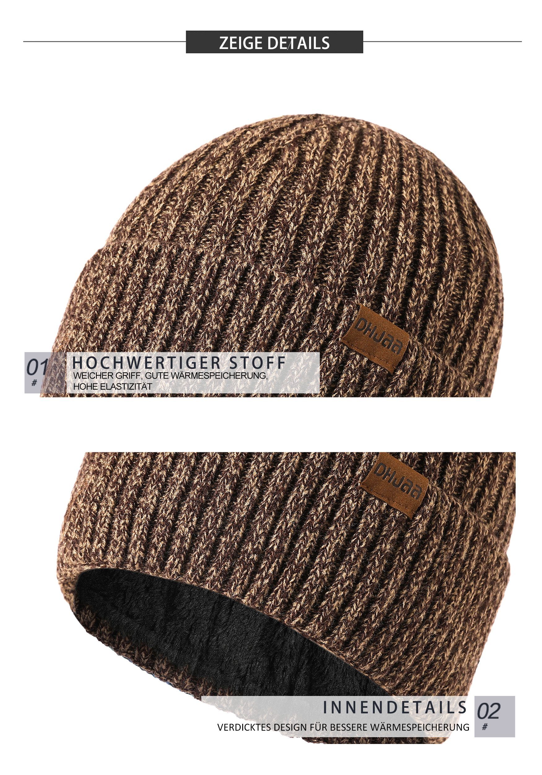 Strickmütze Khaki weich und Winter MAGICSHE Herrenhüte Warm bequem Beanie