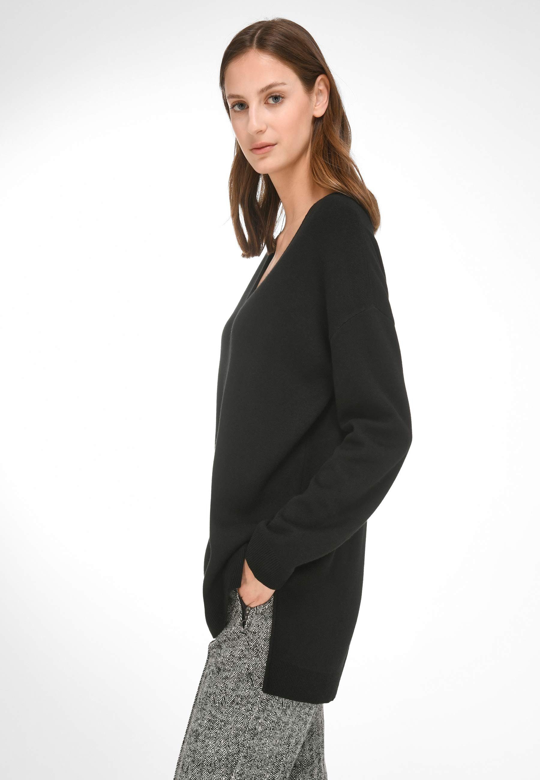 viscose V-Ausschnitt-Pullover Hahn SCHWARZ/GRAU Peter