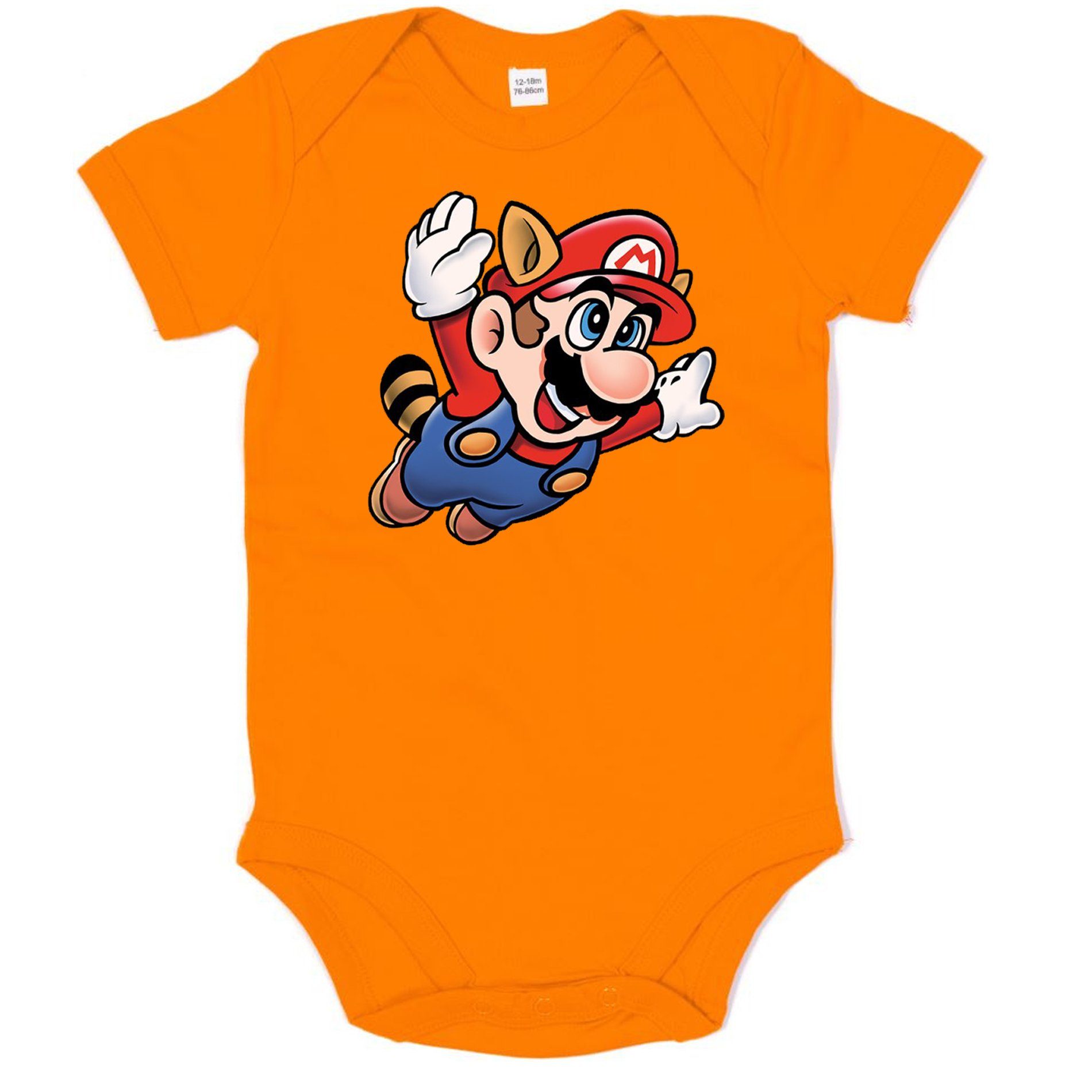 Blondie & Brownie Strampler Kinder Baby Super Mario 3 Fligh Nintendo Gamer Nerd Konsole Orange