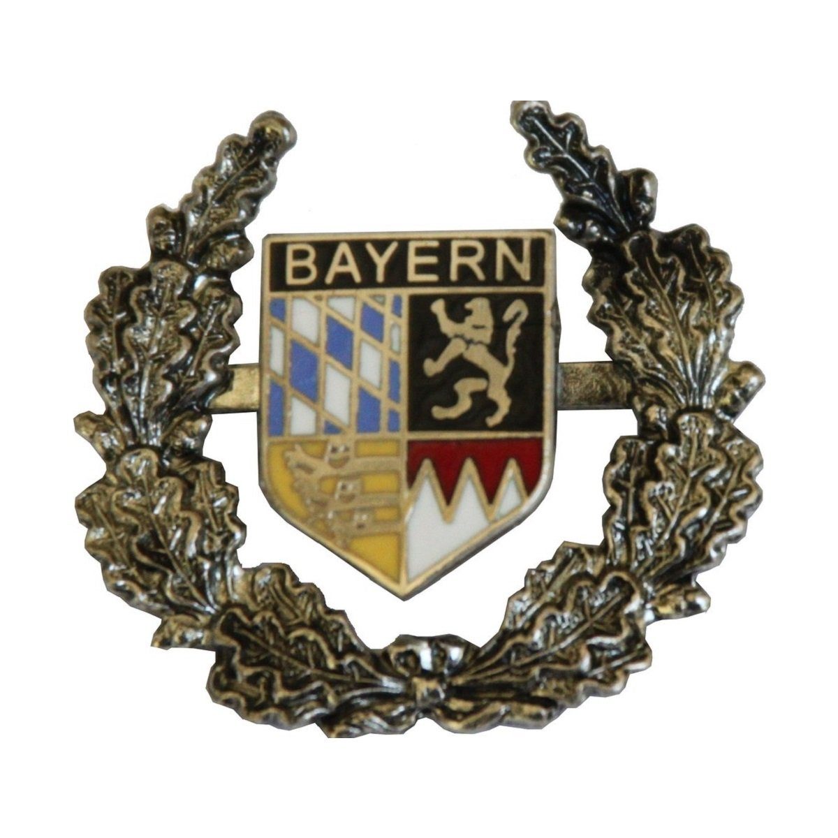 Breiter Anstecknadel, Hutanstecker Bayern Wappen mit Ehrenkranz