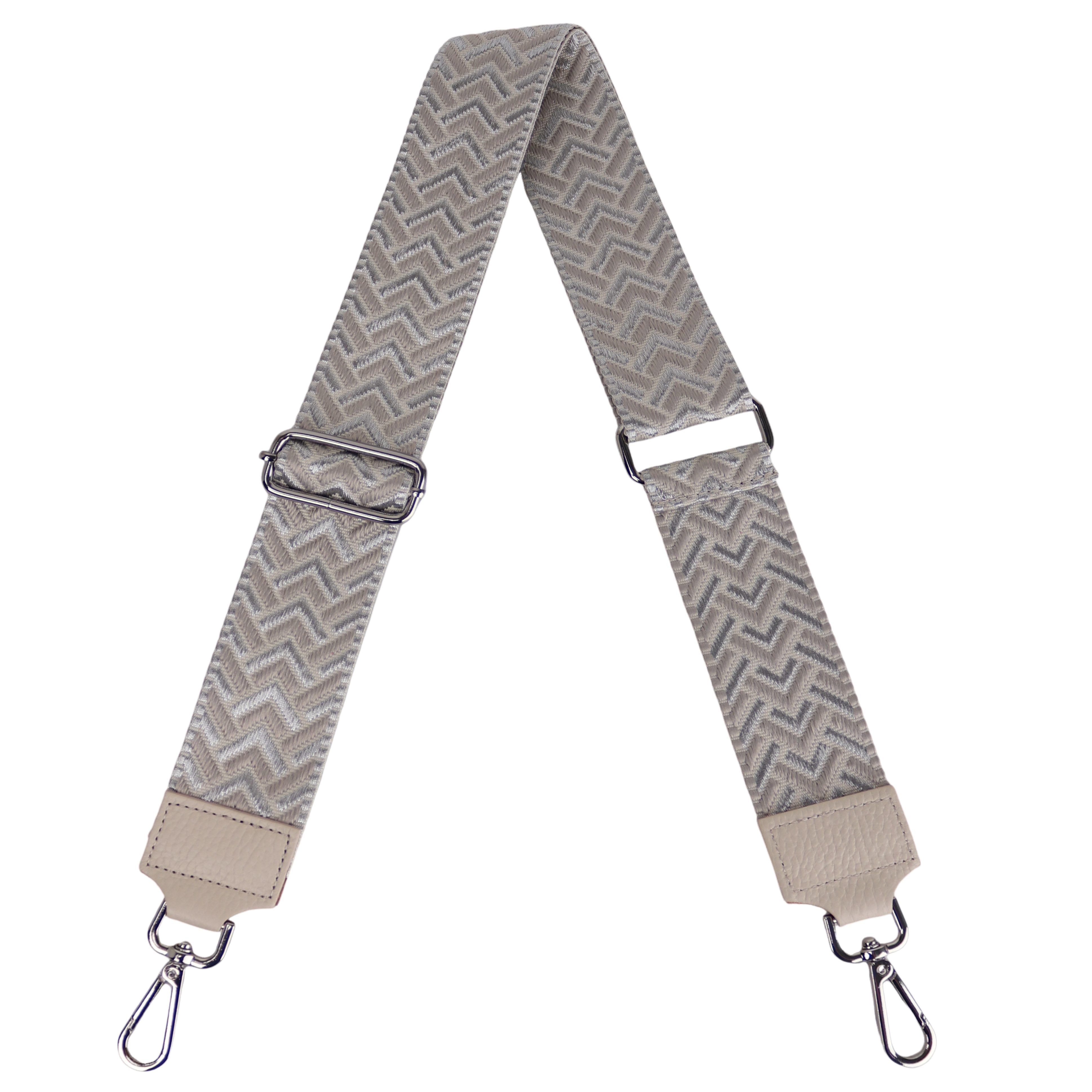 MIRROSI Schulterriemen Made in Italy aus Echtleder Schultergurt für Tasche zum Wechseln (Beige, Karabiner in silberner Farbe, 1x Taschengurt)