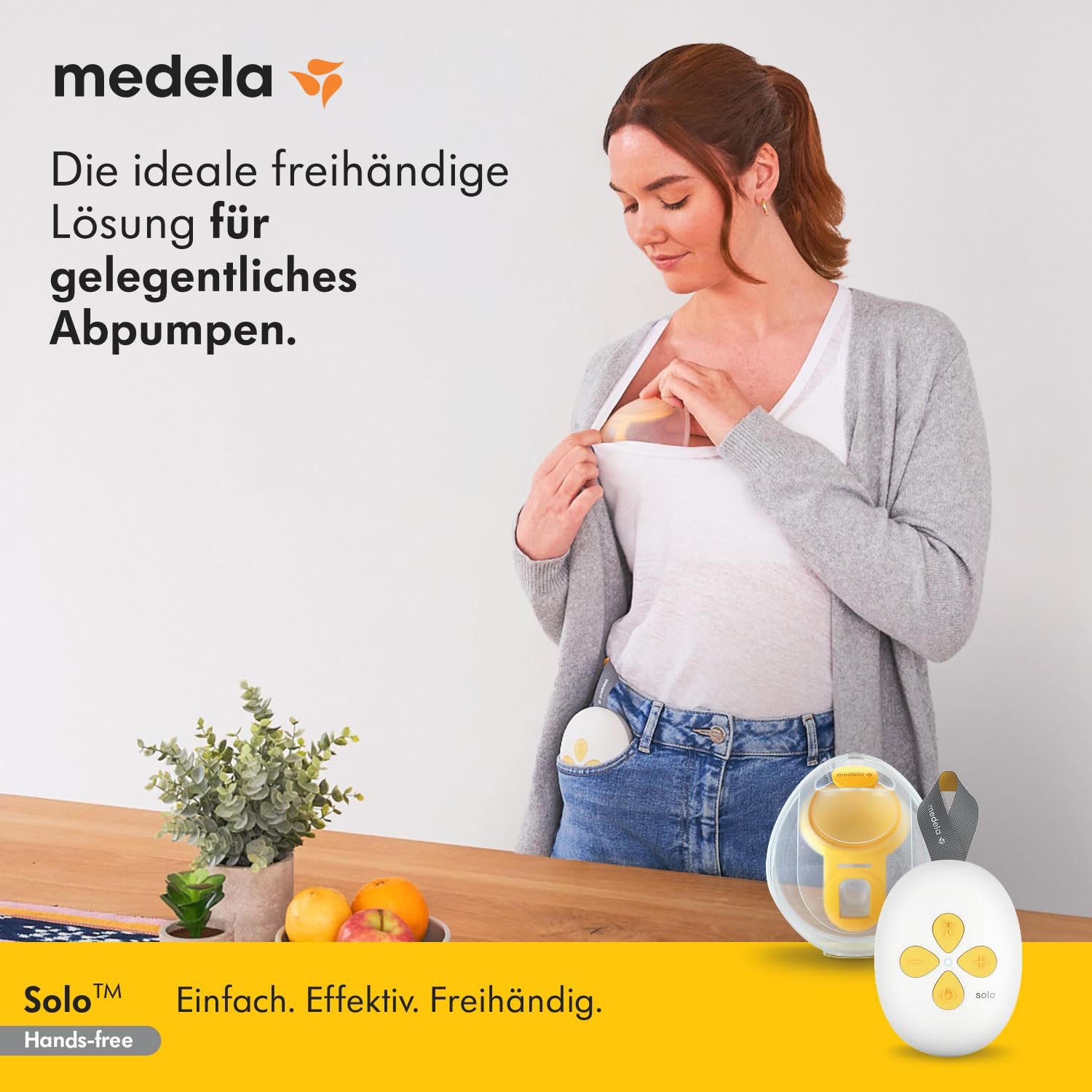 MEDELA Elektrische Milchpumpe SOLO Hands-free ultraleicht einfach zu reinigen, Set, Die ideale Lösung für gelegentliches Abpumpen