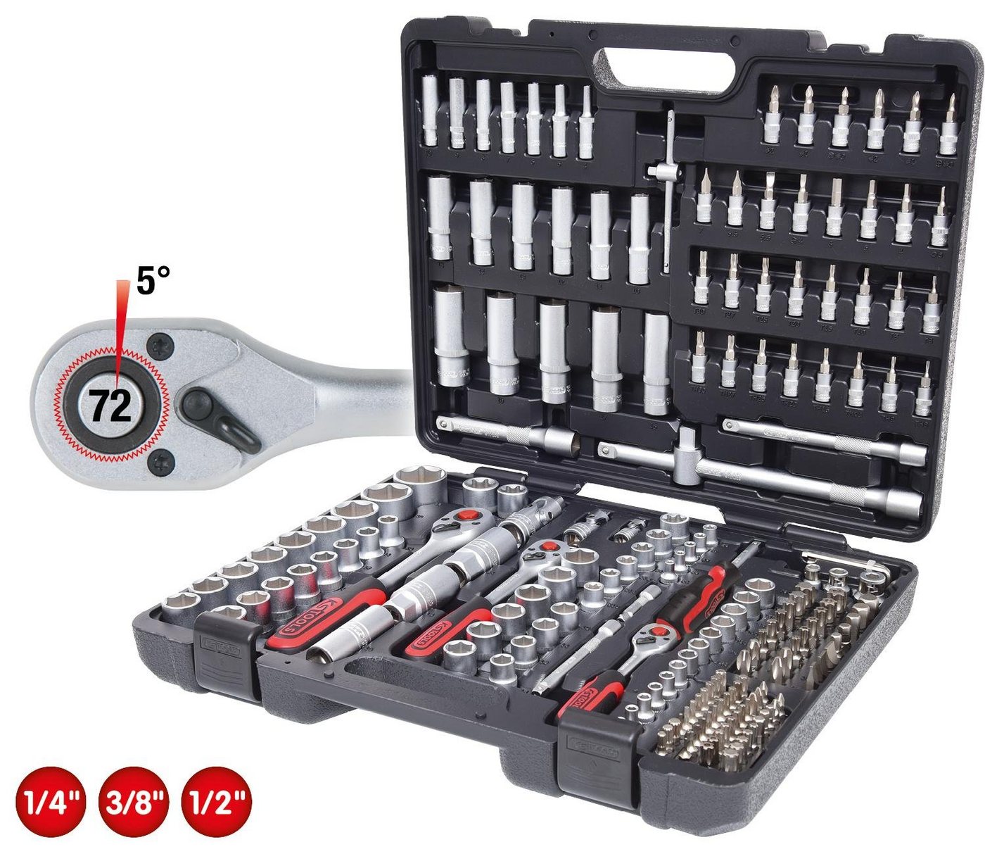 Thumbnail - KS Tools Steckschlüssel 1/4"+3/8"+1/2" Steckschlüssel-Satz, 195-tlg