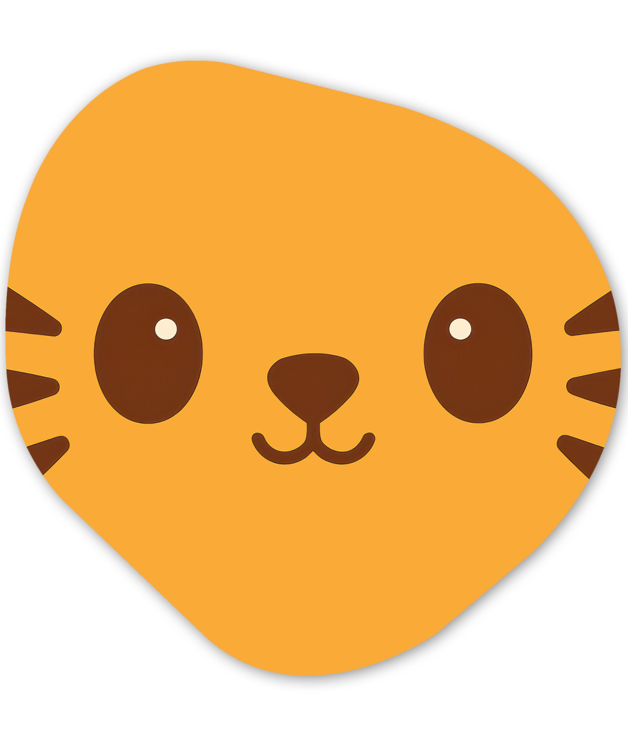 MuchoWow Gemälde Katze - Vereinfacht - Orange - Fröhlich, Fotodruck (1 St), Wandbild Abstrakt, Wohnzimmer Schlafzimmer Wanddekoration, 40x40 cm