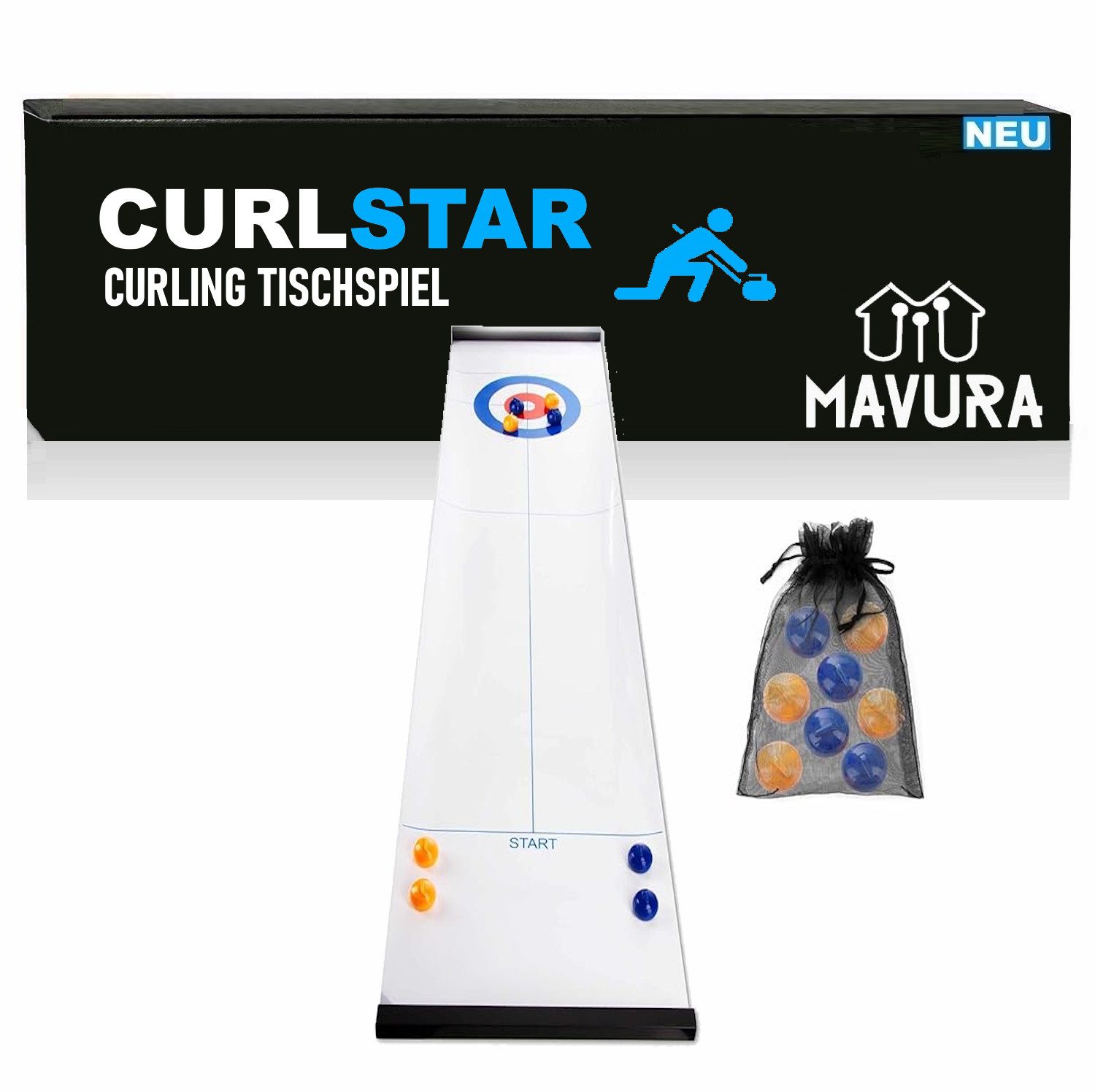 MAVURA Spiel CURLSTAR Curling Spiel Brettspiel Familienspiel Eisstockschießen Eis, Tischspiel