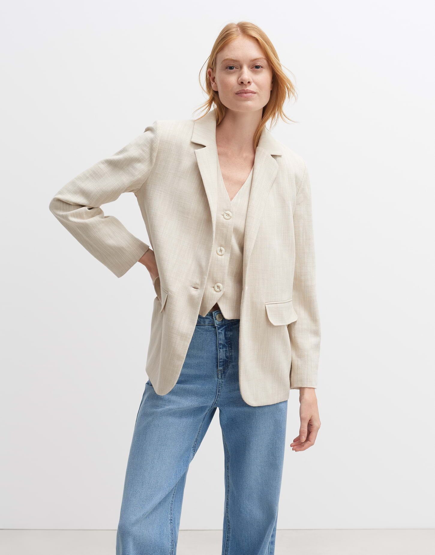 OPUS Jackenblazer Jadima lockere Passform Twill