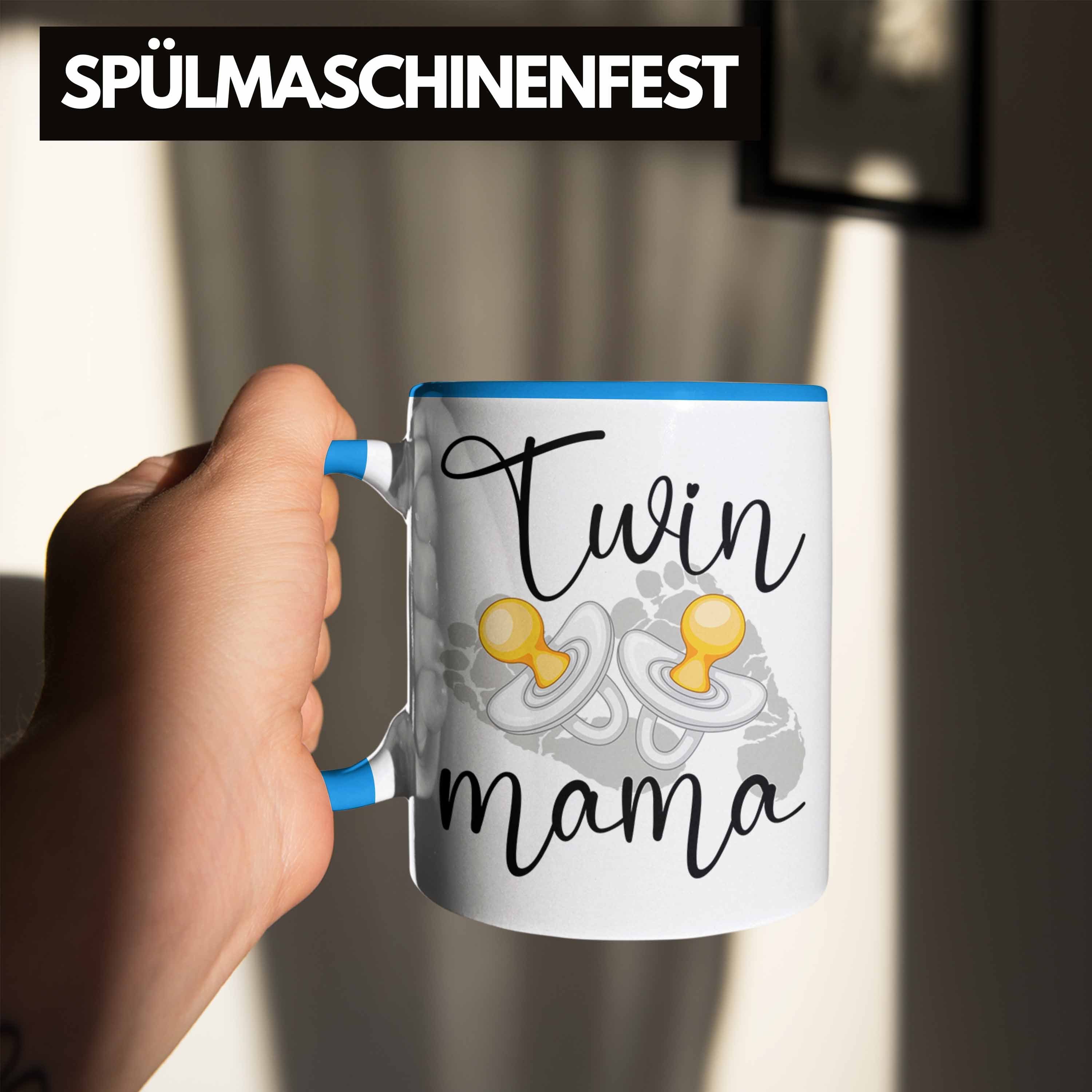 Trendation Tasse Zwillinge Zwillingen für "Twin Mama" Tasse für Blau Geschenkidee von Mütter