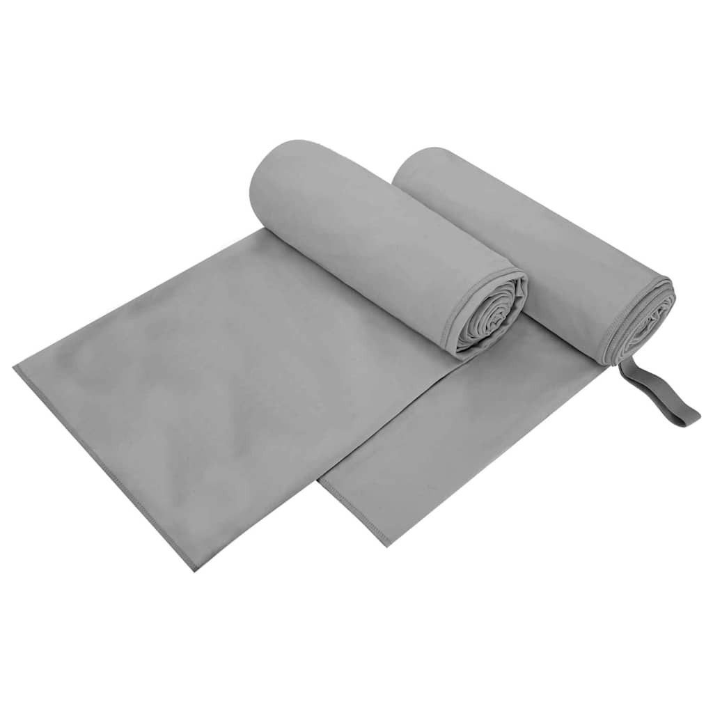 vidaXL Handtuch Sporthandtücher 2 stk. Dunkelgrau 200 x 100 cm, Polyester und Polyamid (2-St)