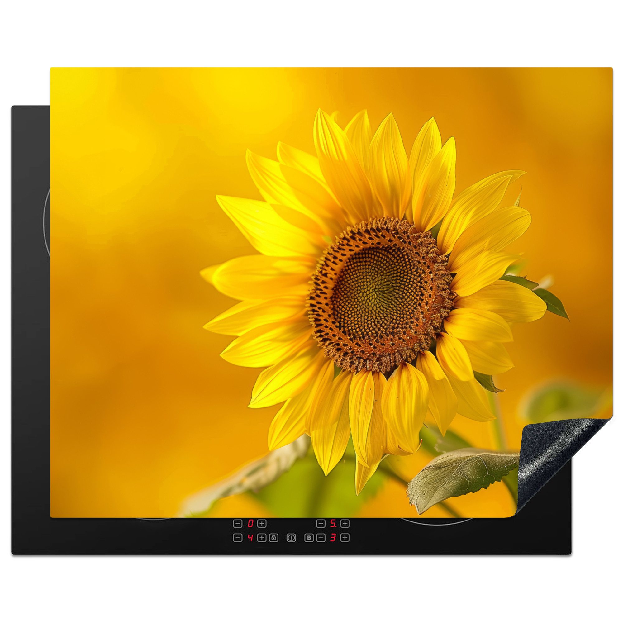 MuchoWow Herd-Abdeckplatte Sonnenblume - Blume - Gelb, Vinyl, (1 tlg), Herdabdeckplatten für Ceranfeld, Induktionsschutz, 65x55 cm