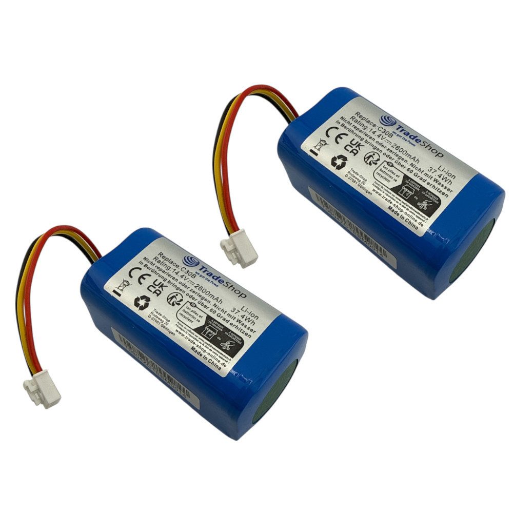 Trade-Shop 2x Akku passend für Beko/Grundig 0312241297 9178062888 C00915418 Akku Li-Ion 2600 mAh (14,4 V)