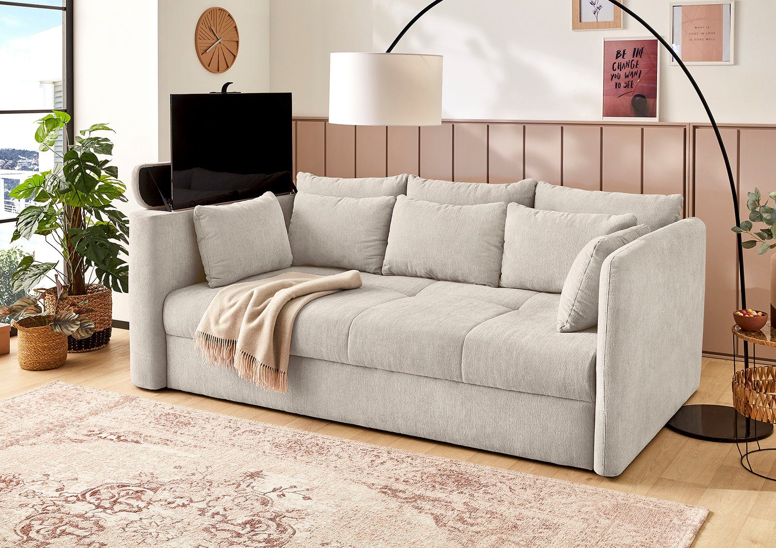 Jockenhöfer Gruppe Big-Sofa »Streamer«, versenkbarer TV-Lift inkl.  Fernbedienung, rechts oder links montierbar