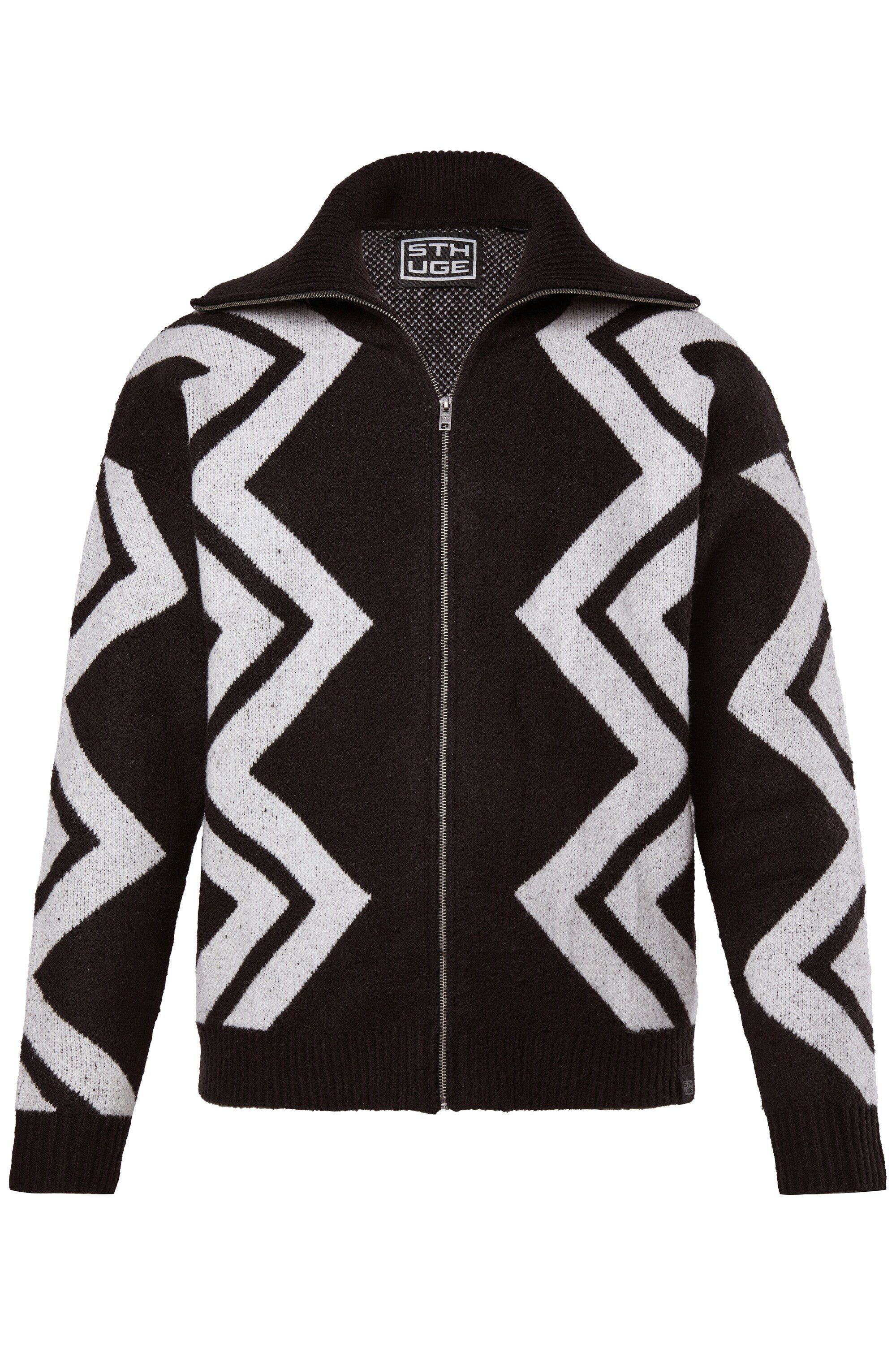 STHUGE Poloshirt STHUGE Strickjacke Zackenmuster bis günstig online kaufen