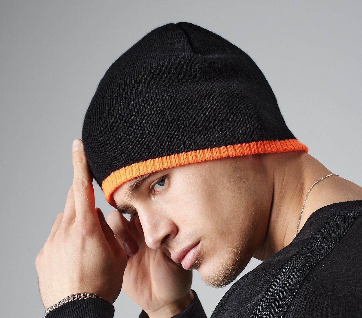 neon Strickmütze Beanie Beechfield® gelb Herren Wintermütze Jersey-Mütze