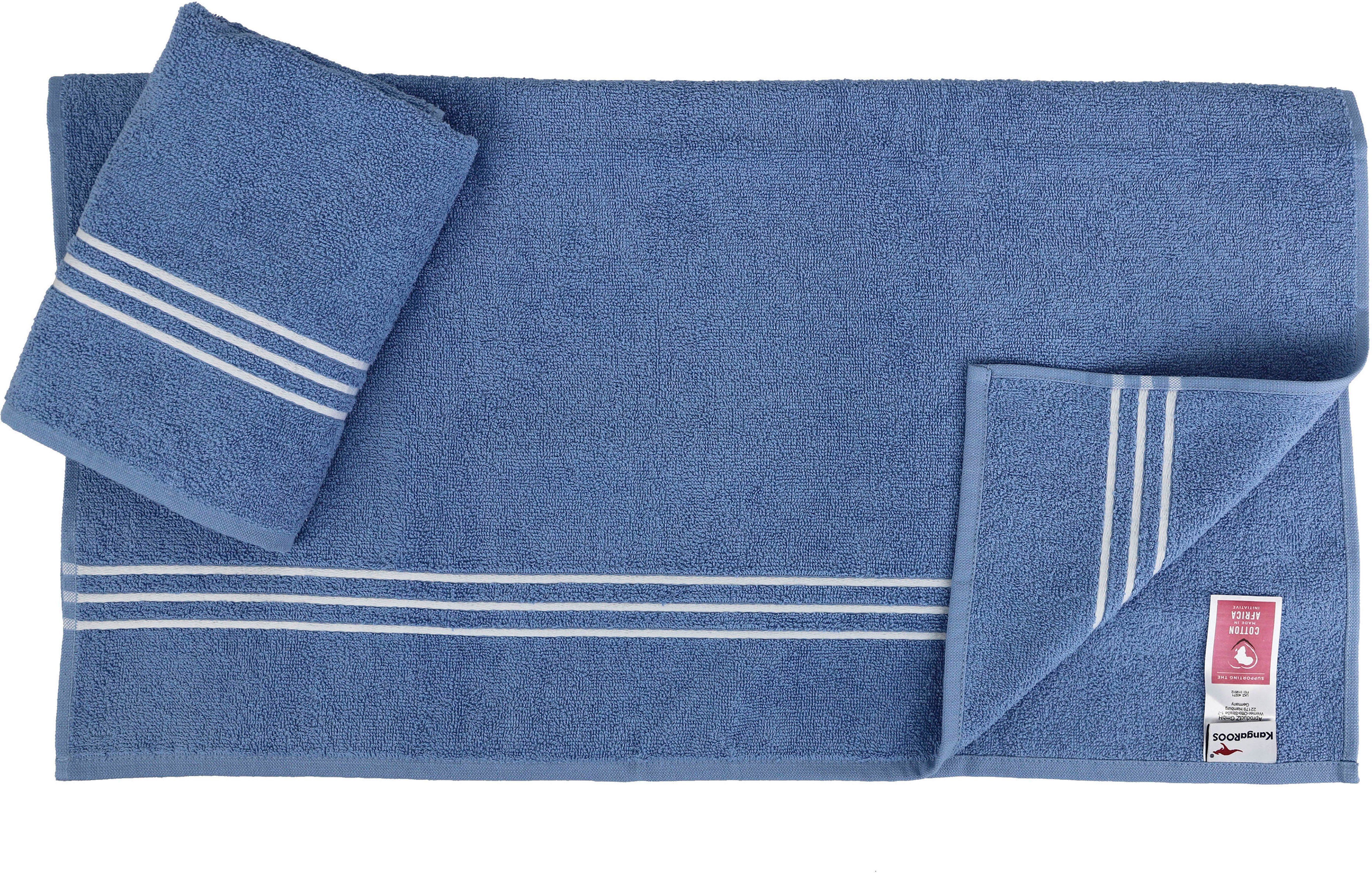 KangaROOS Handtuch Set einfarbiges (Set, mit Handtuch-Set Streifenbordüre, Baumwolle Dalia, 100% 6-tlg), aus Walkfrottier