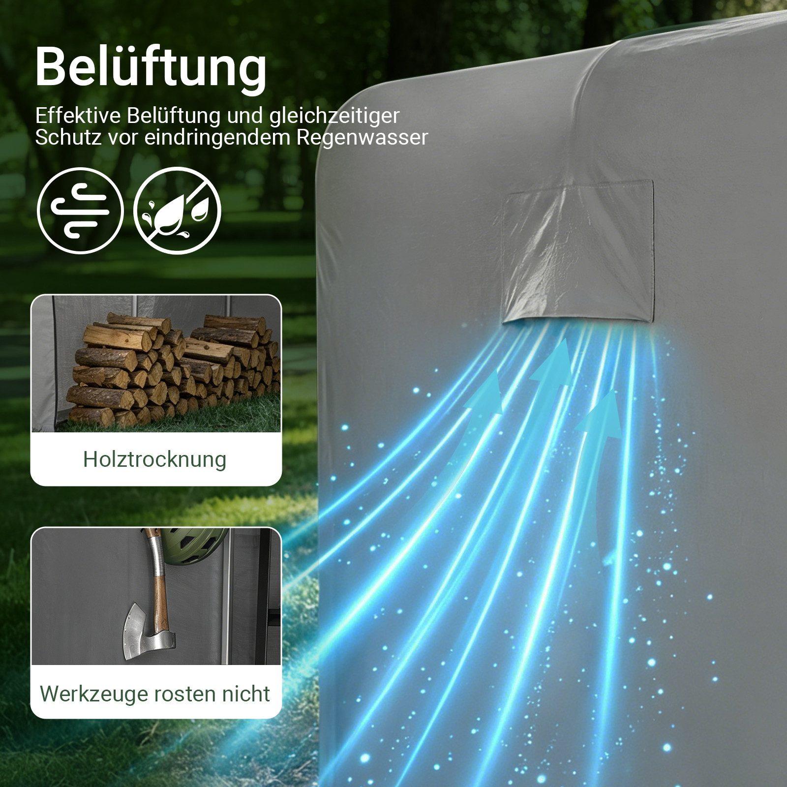 SoBuy Foliengerätehaus KLS11,Fahrradgarage wetterfest, Geräteschuppen, UV-Schutz, Regenschutz, Foliengerätehaus Gerätehaus Folienzelt Gartenschuppen Fahrradgarage