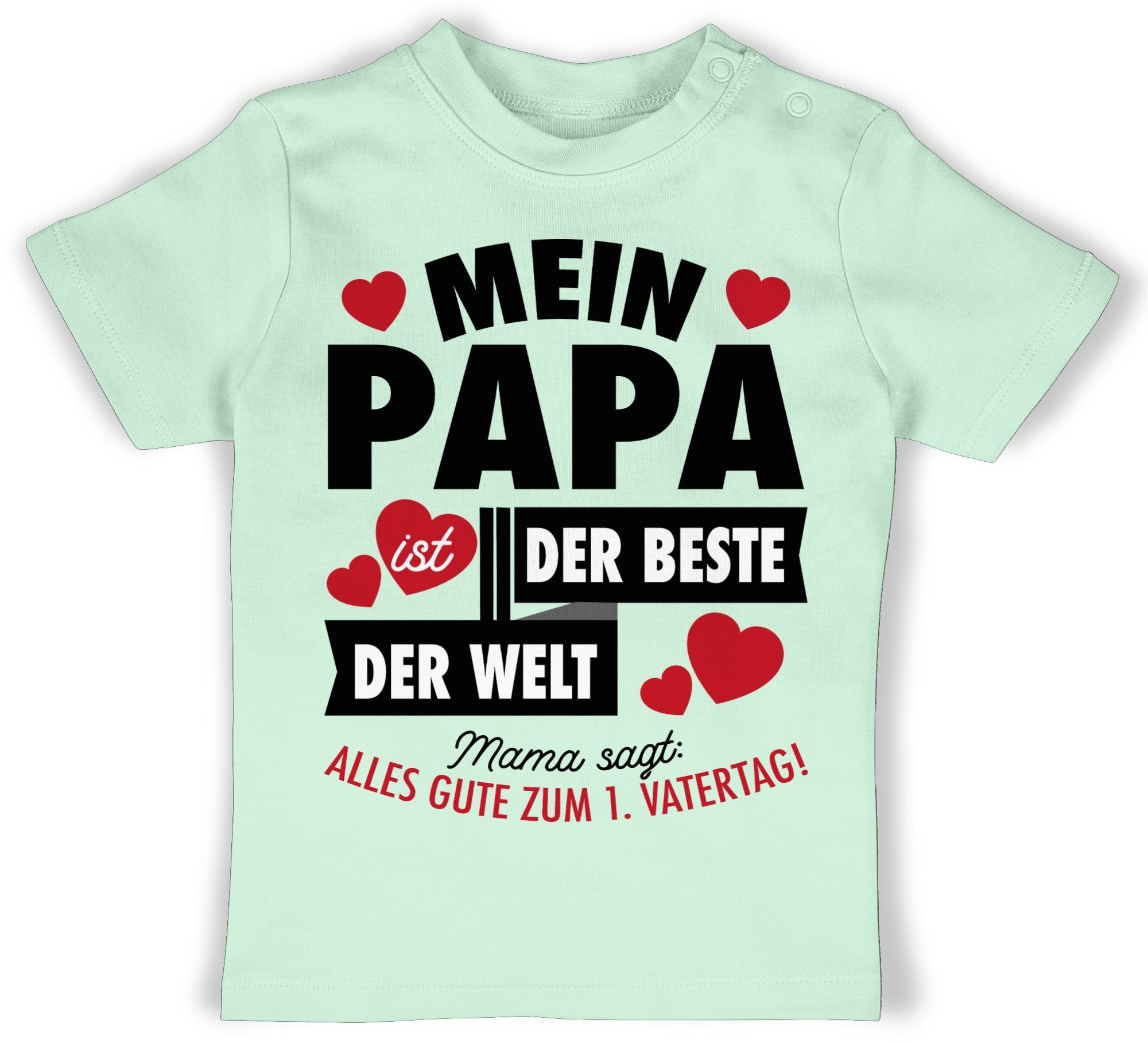 Shirtracer T-Shirt Mein Papa ist der Beste der Welt Geschenk Vatertag Baby 2 Mintgrün