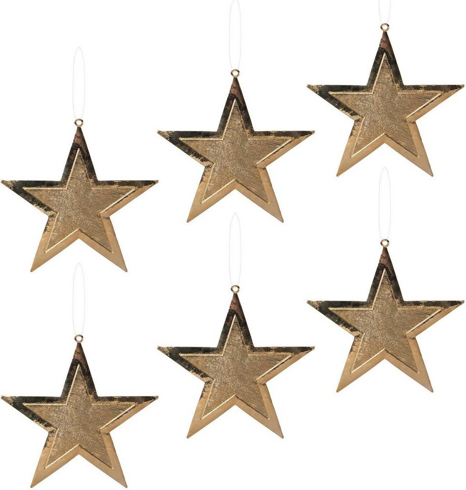 Dekohänger (Set, 6 Stück), Metallstern, Anhänger in