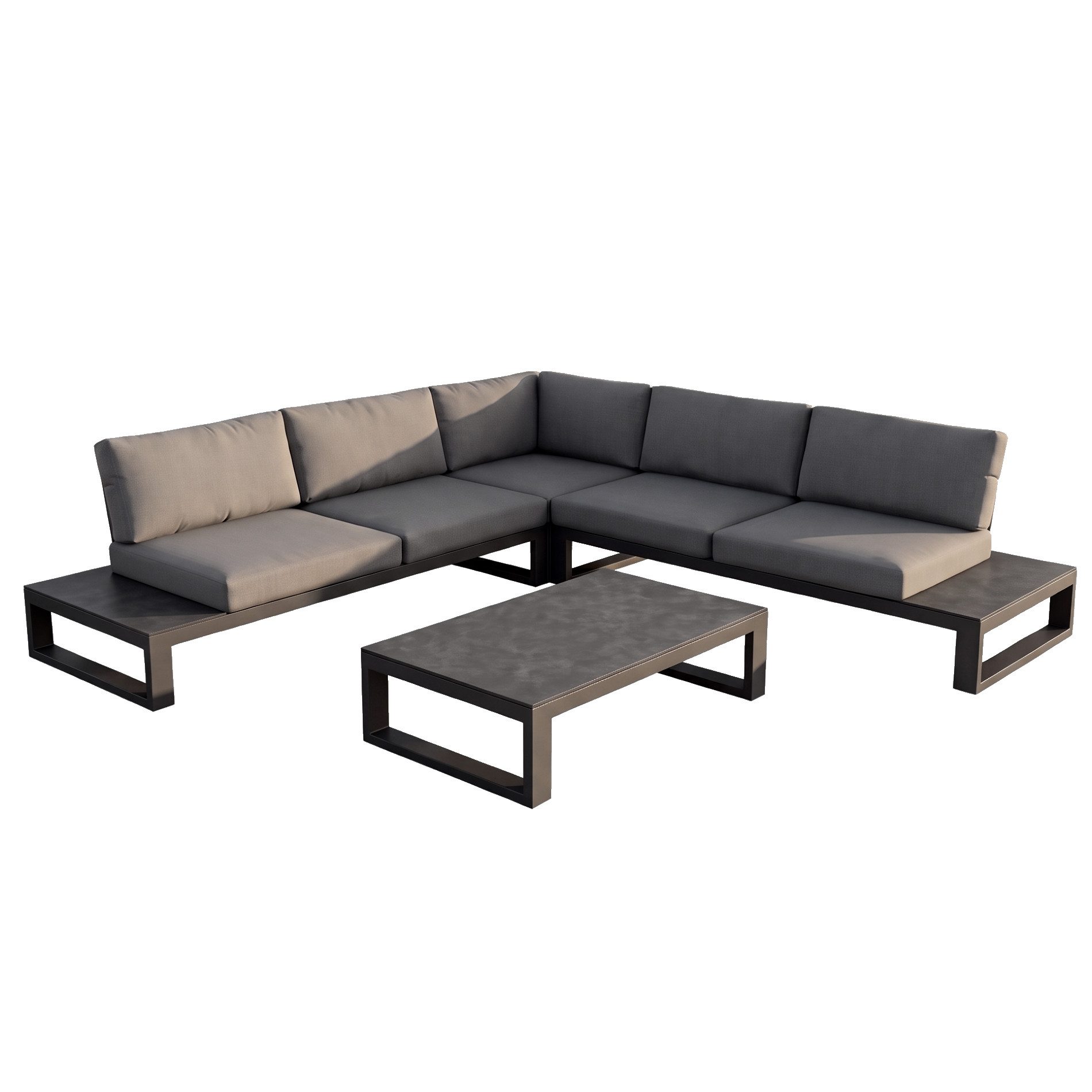 Jati & Kebon Gartenlounge-Set Virginia, Eckloungeset, (Outdoor-Set, 4-tlg), Outdoor-Loungeset, Aluminium eisengrau, HPL