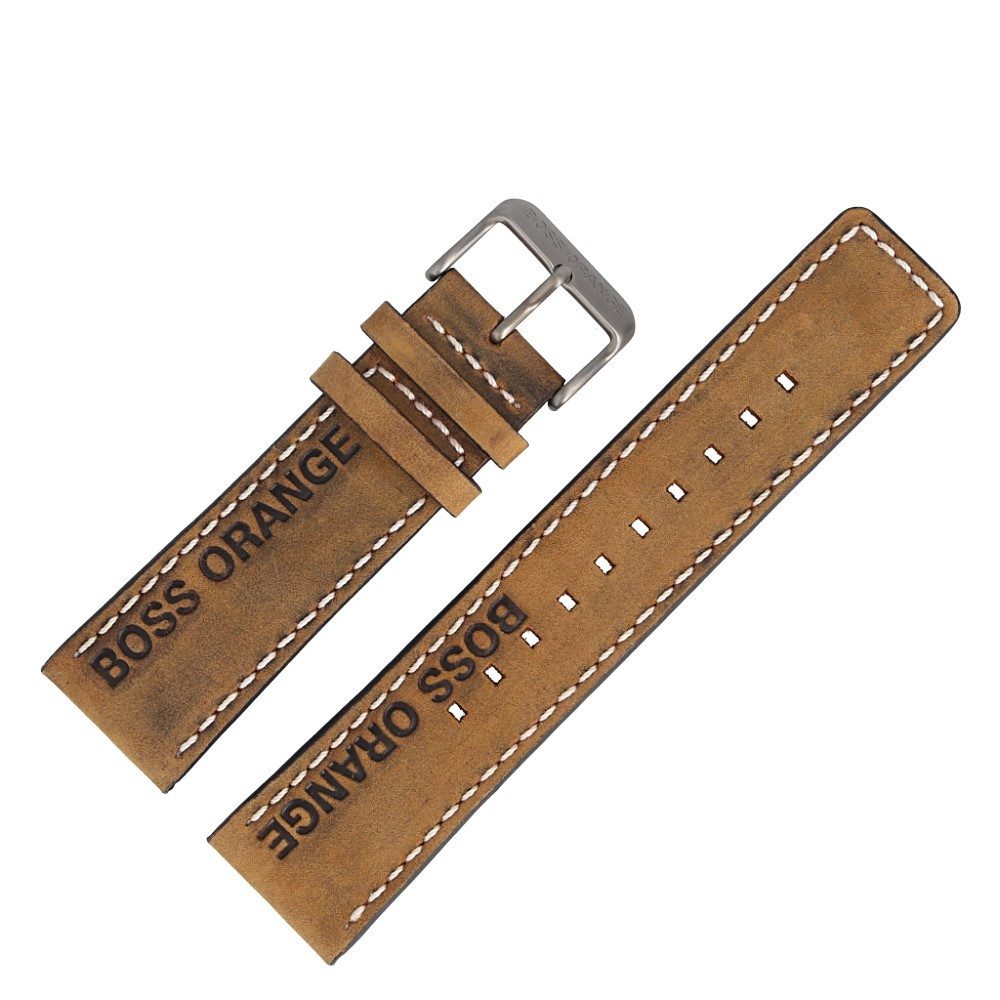 BOSS Uhrenarmband 24mm Leder/Kunststoff Braun 659302654