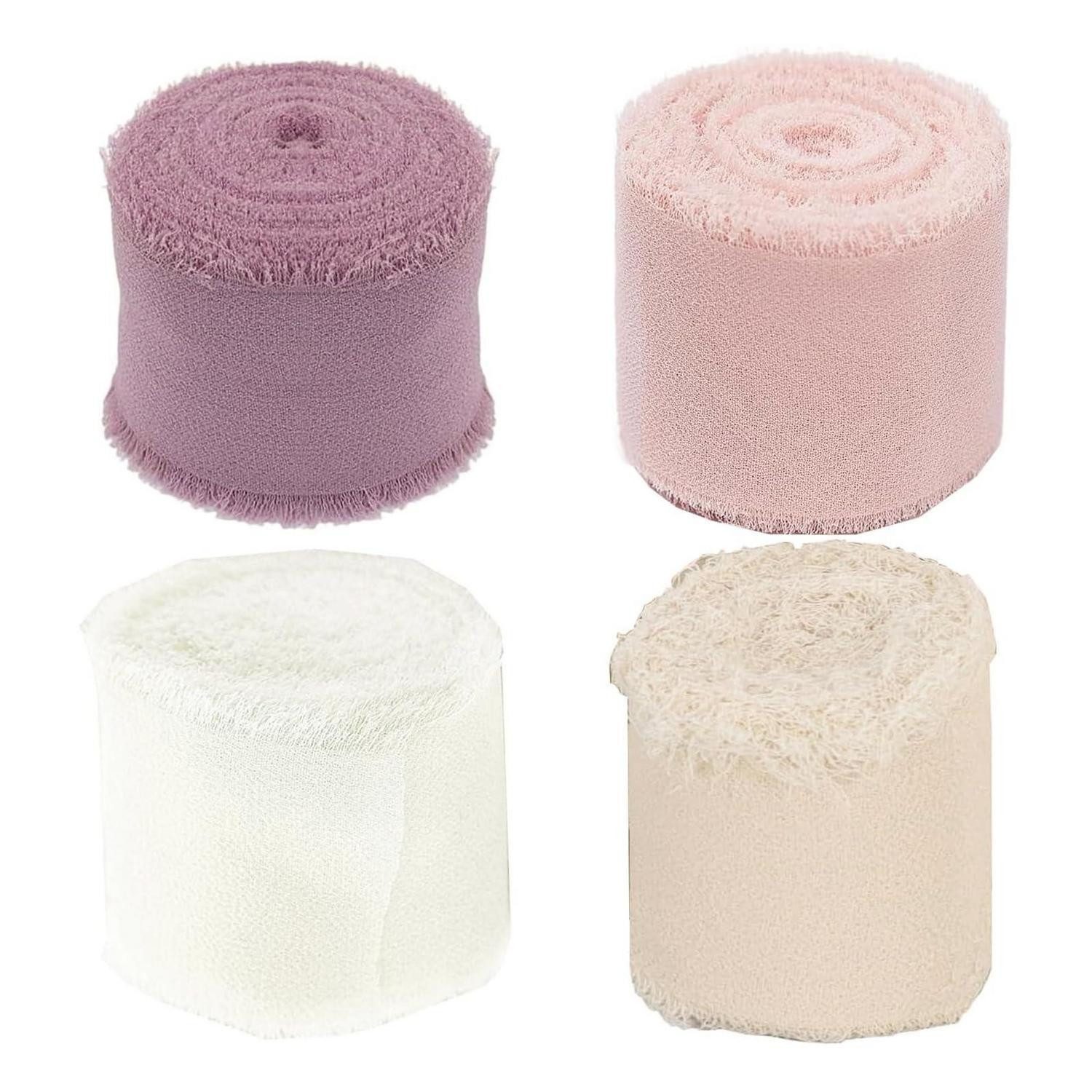 LuxusKollektion Geschenkband Geschenkband Chiffon & Satin 2,5/4cm 5m 4er Set Rosa