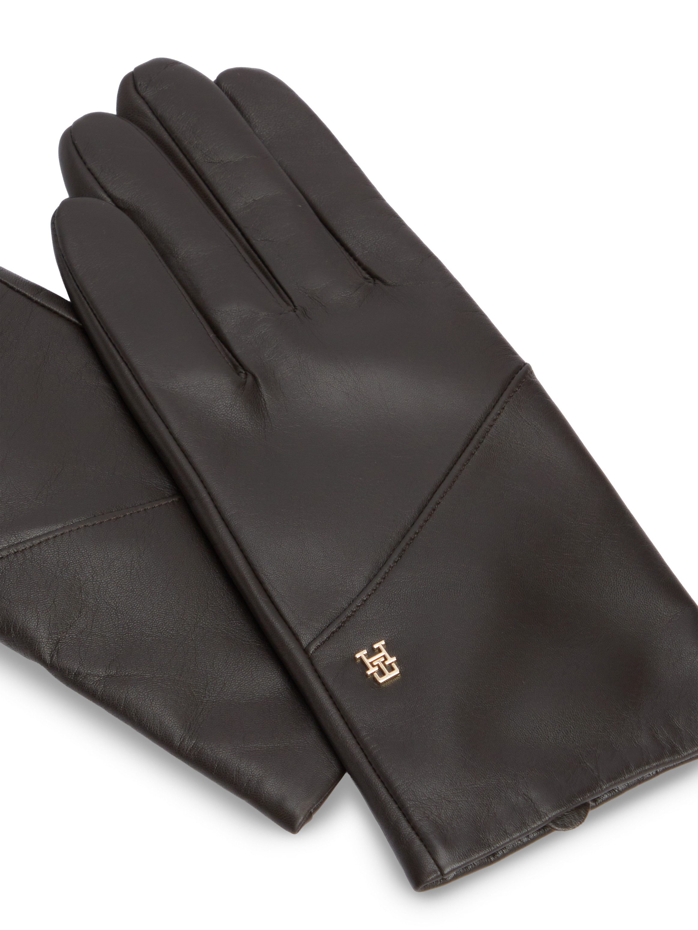 Tommy Hilfiger Lederhandschuhe ELEVATED CHIC LEATHER GLOVES Regular fit mit Markenlogo