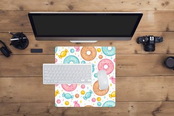 MuchoWow Gaming Mauspad Süßigkeiten - Donuts - Muster (1-St), Mousepad mit Rutschfester Unterseite, Gaming, 40x40 cm, XXL, Großes