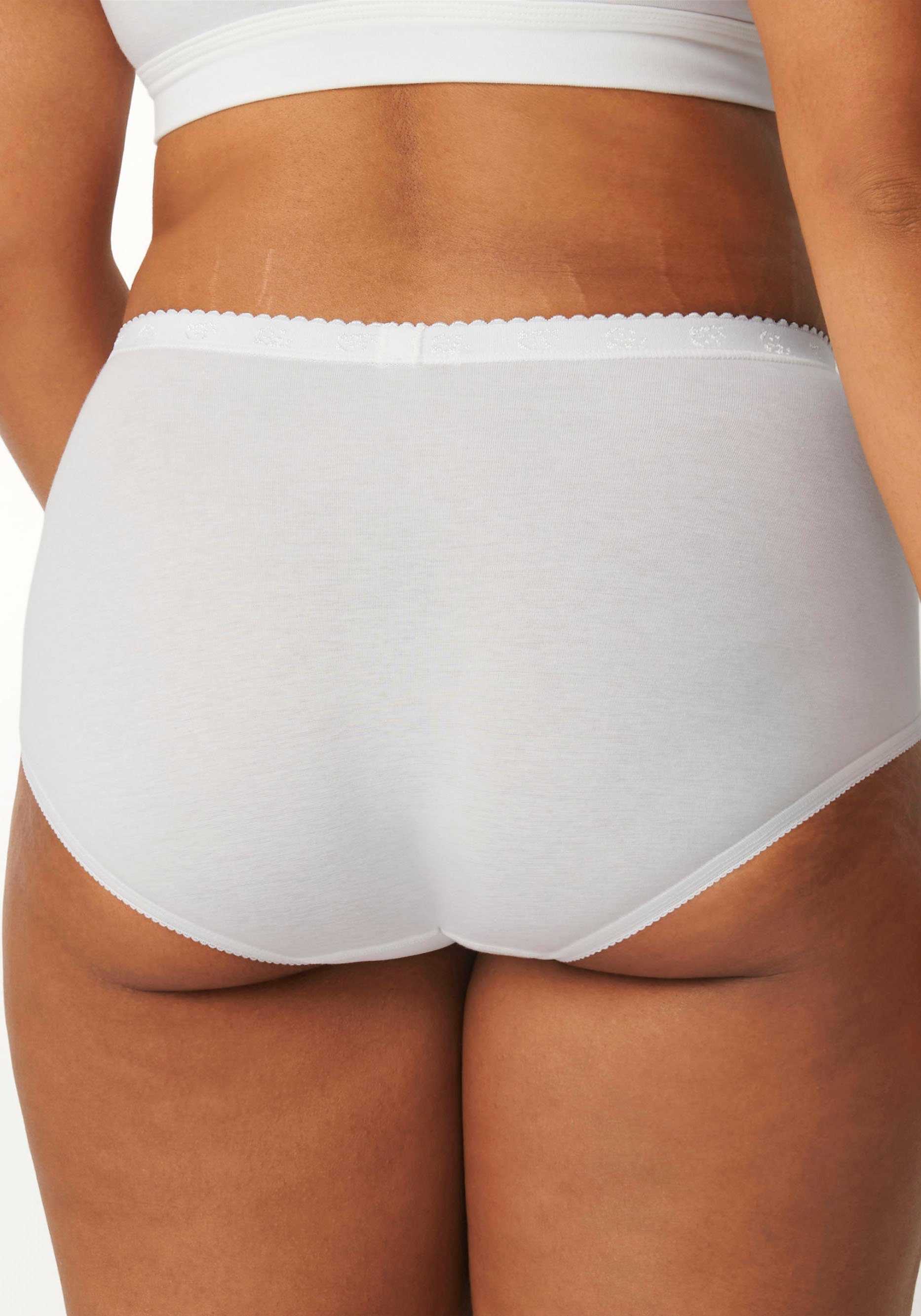 sloggi Maxislip Chic (4er Pack) elastische Spitzeneinsätze, feminin, Baumwollmix, elastisch