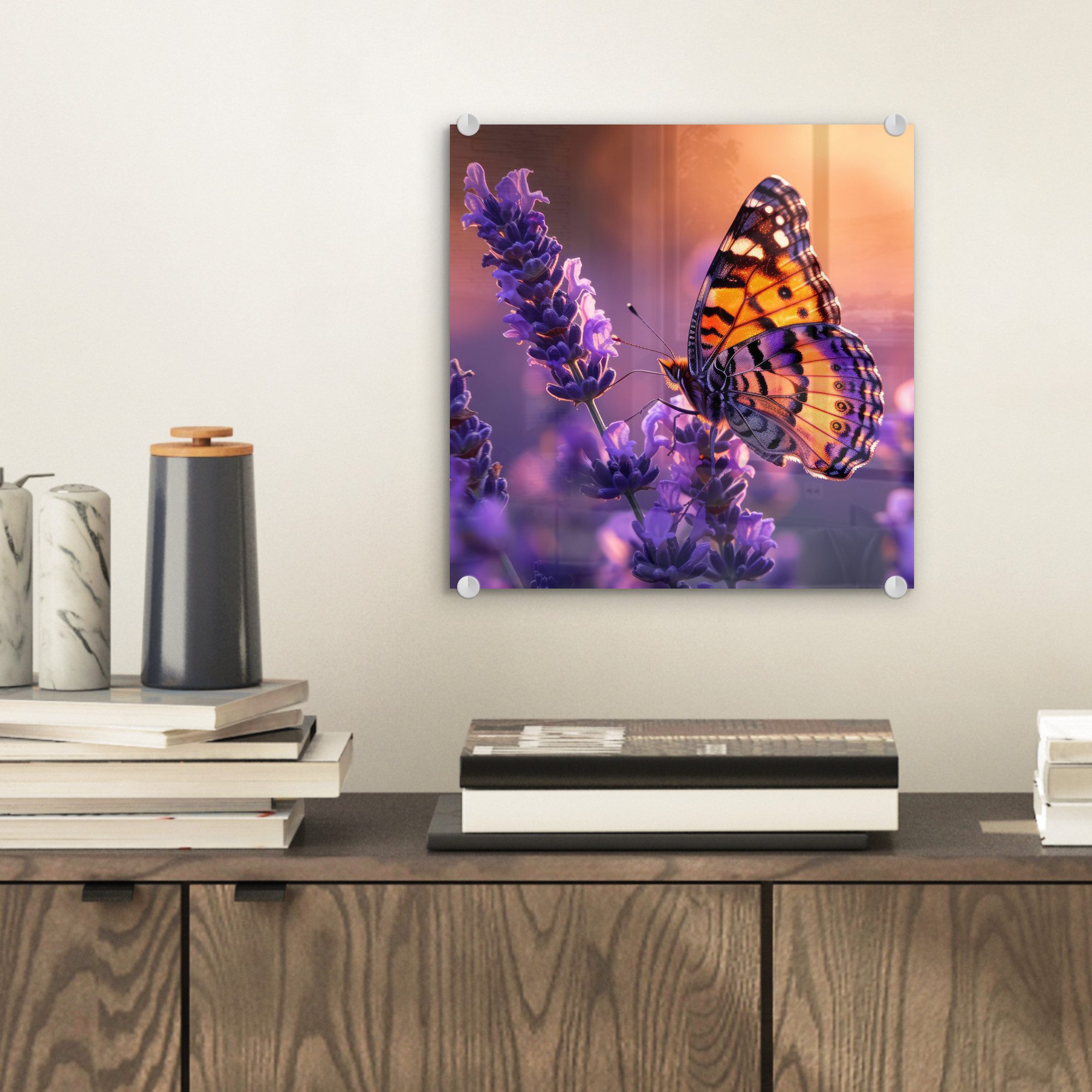 MuchoWow Acrylglasbild Blumen - Schmetterling - günstig online kaufen