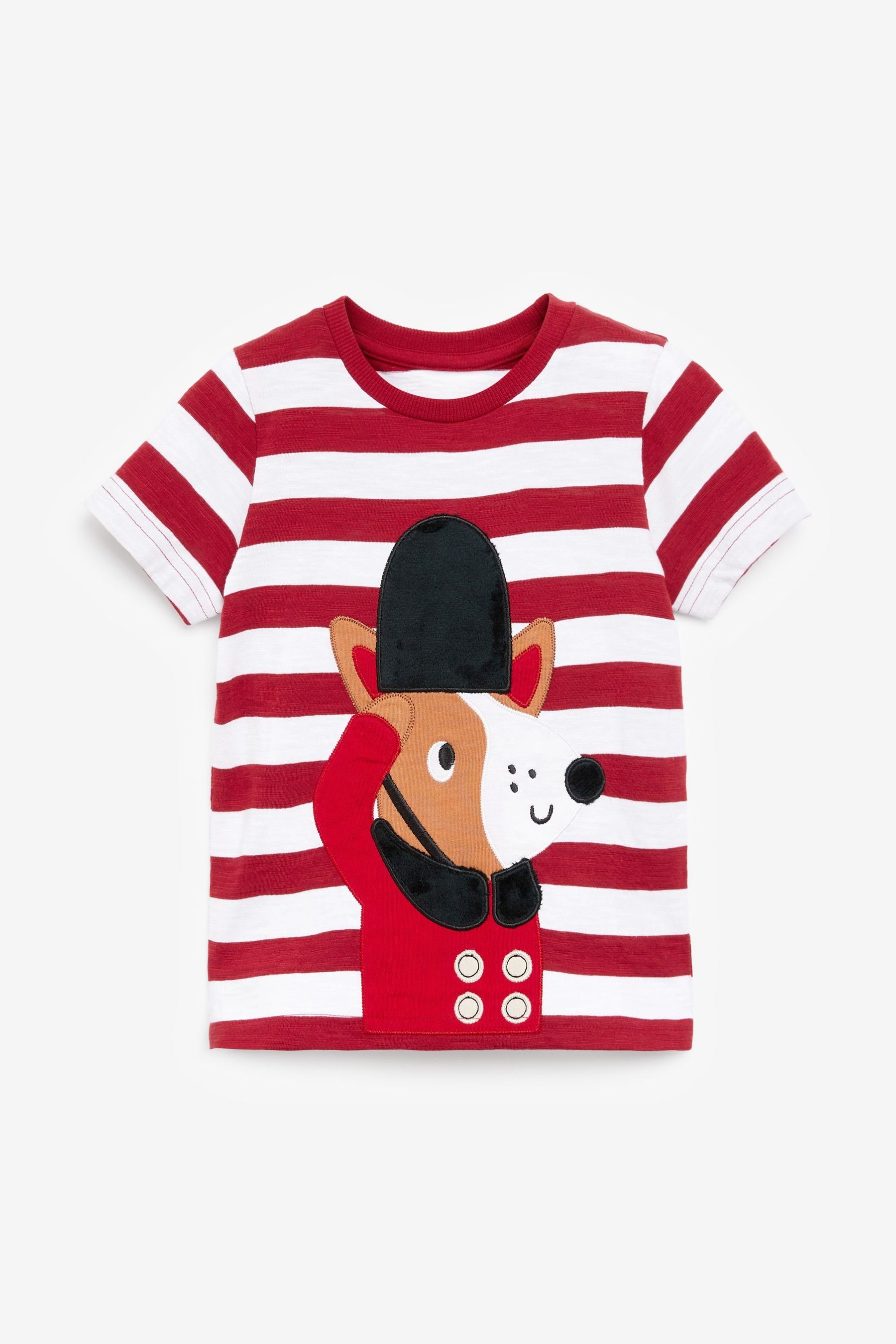 Next T-Shirt T-Shirt mit Applikation (1-tlg) Red/White Stripe Corgi