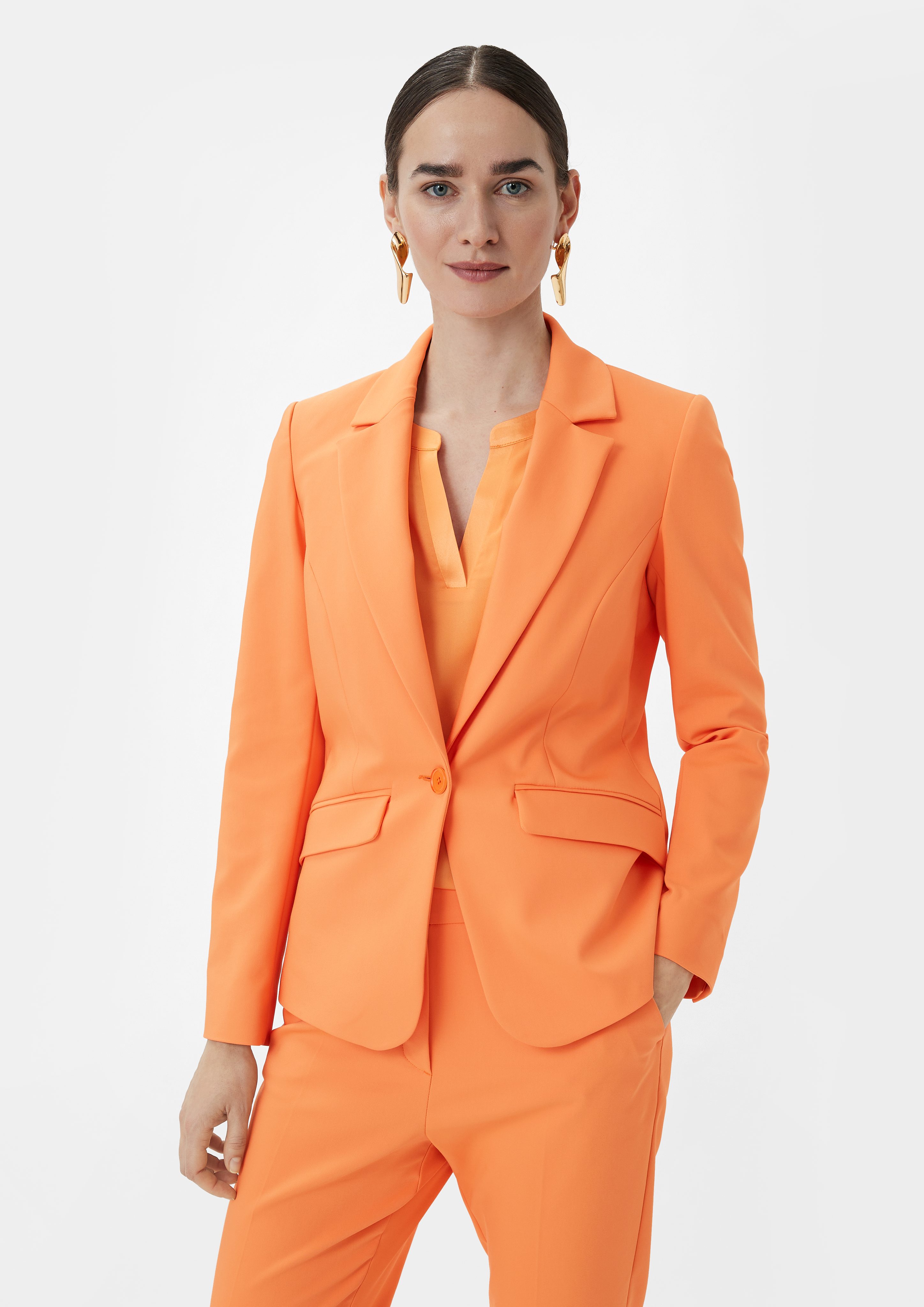 Comma Blusenblazer Blazer aus Baumwollmix Logo