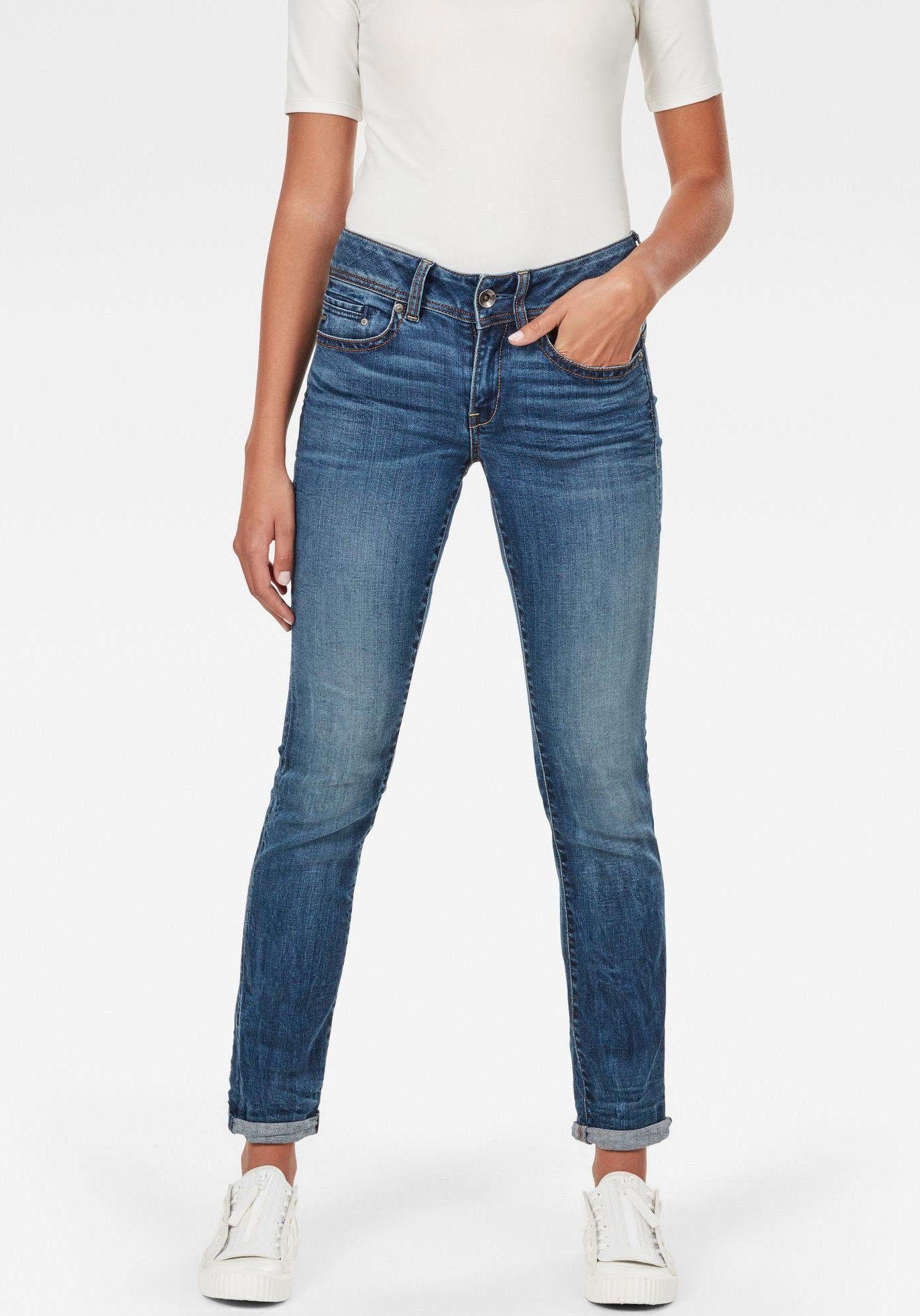 G-Star RAW Slim-fit-Jeans »Midge Mid Straight Wmn« mit Used-Effekten online  kaufen | OTTO