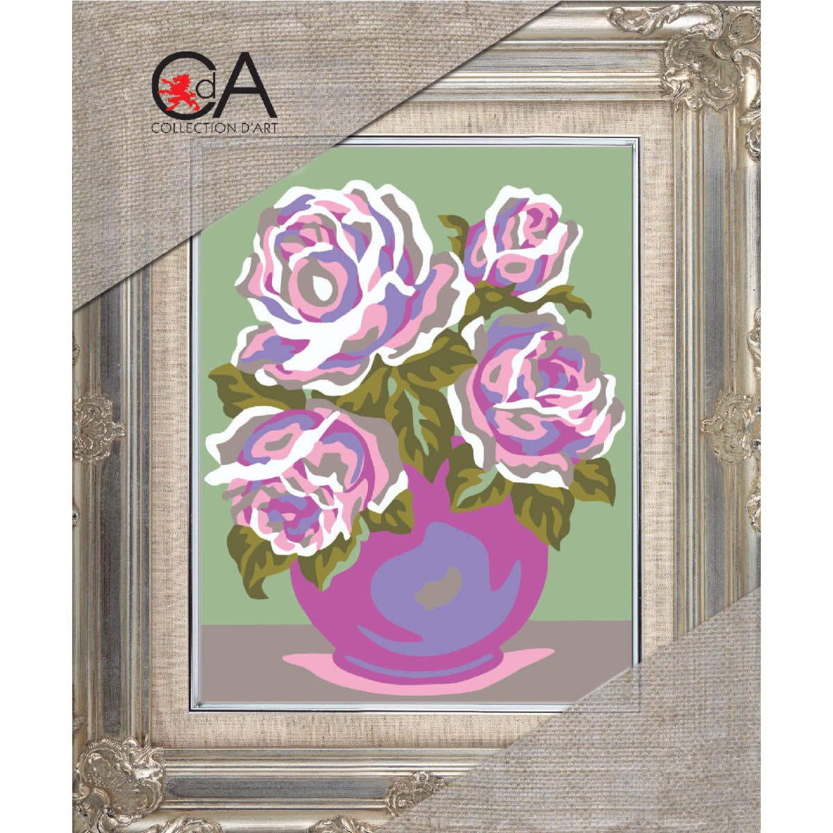 Collection D'art Kreativset CDA Halbkreuz Stickpackung "Rosa Rosen", bedruckt, 14x18cm..., (embroidery kit by Marussia)