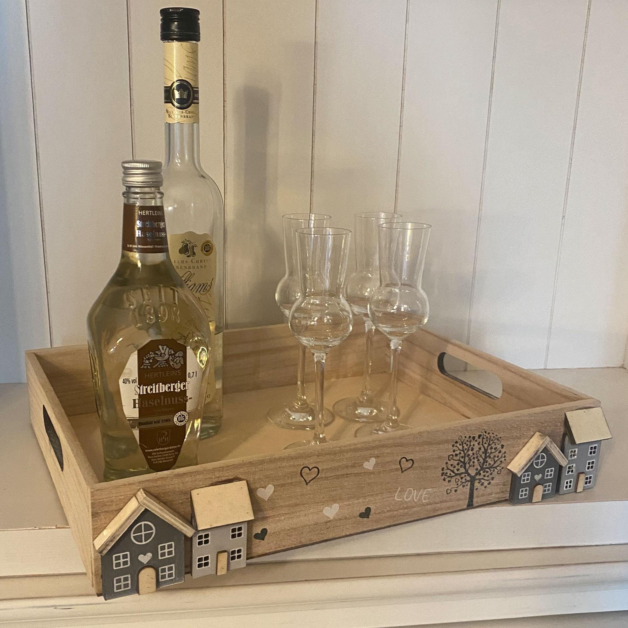 UNUS HOME Kerzentablett Holztabletts white-washed (2er Set unterschiedliche Größen), Holztablett Deko Kerzentablett Dekoration Tischdeko Dekoration