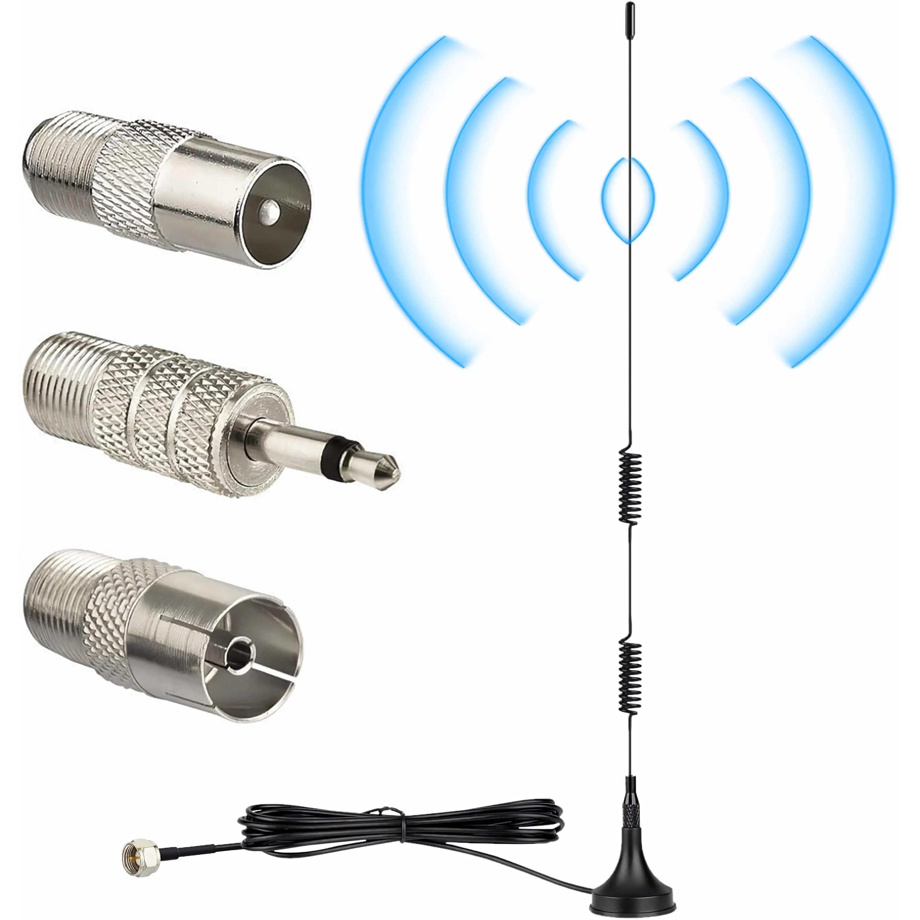 Bolwins O56C DAB UKW FM Radio Antenne 3m Kabel & Magnetfuß für Digitales Radio Innenantenne (FM (UKW), für für Innenbereich, Verstärkung: 7 dB), FM-Dipolantenne Signalverstärkung Einfache Installation