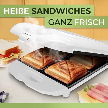 monzana Sandwichmaker, 1000 W, 4er XXL Antihaftbeschichtung Cool-Touch-Griff 1400W BPA-frei