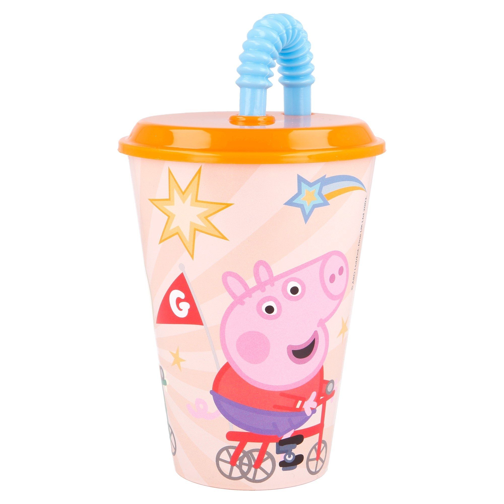 Deckel Kinderbecher, Kunststoff, Pig Trinkhalm 430 mit BPA frei Peppa ml und