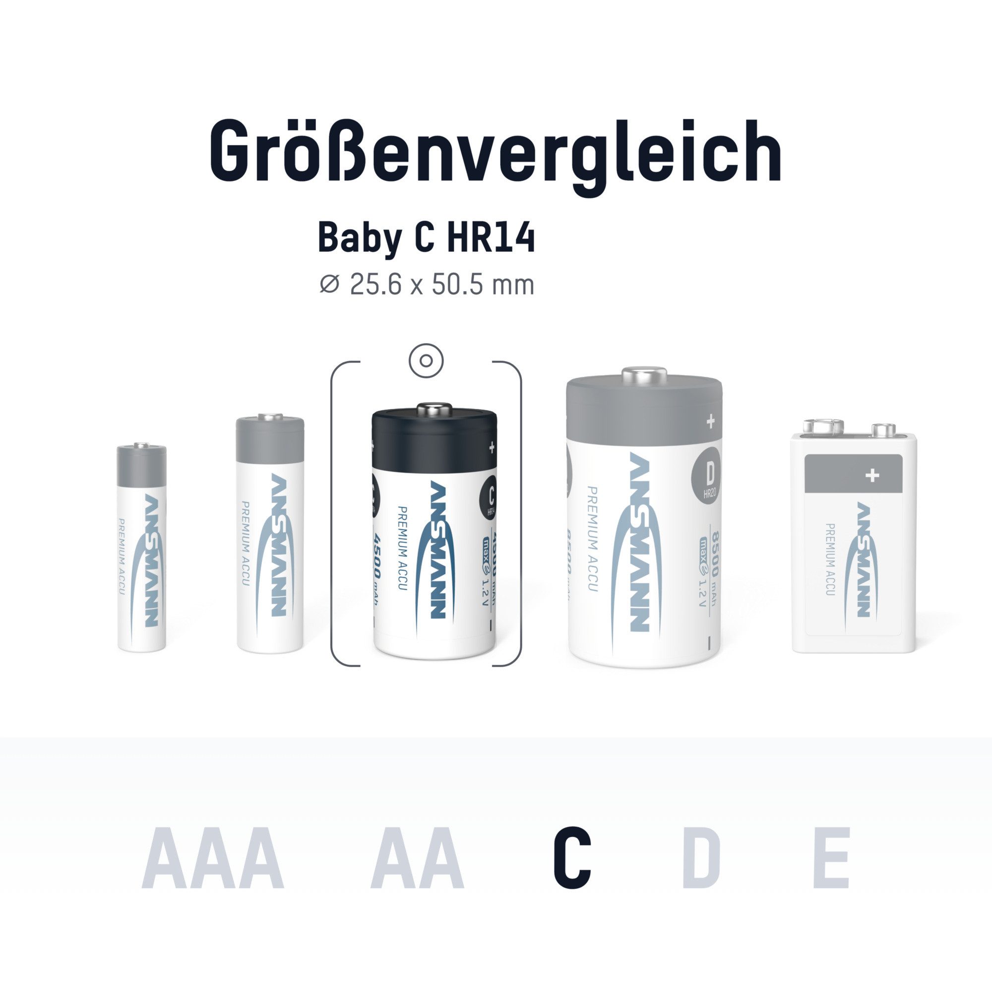 ANSMANN AG Akku C 4500mAh Baby NiMH 1,2V – 1000x wiederaufladbar (2 Stück) Akku 4500 mAh (1.2 V)