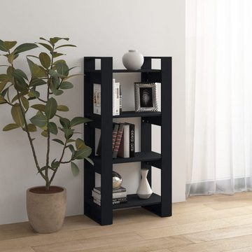 furnicato Bücherregal Bücherregal/Raumteiler Schwarz 60x35x125 cm Massivholz