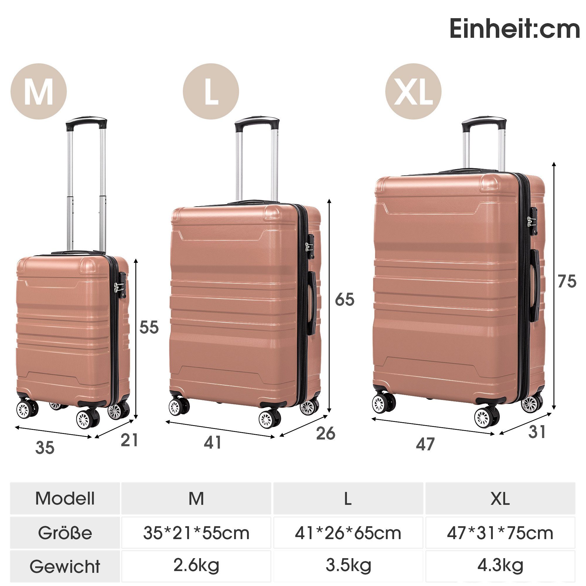 Flieks Hartschalen-Trolley, 4 Rollen, Trolleyset Handgepäck günstig online kaufen