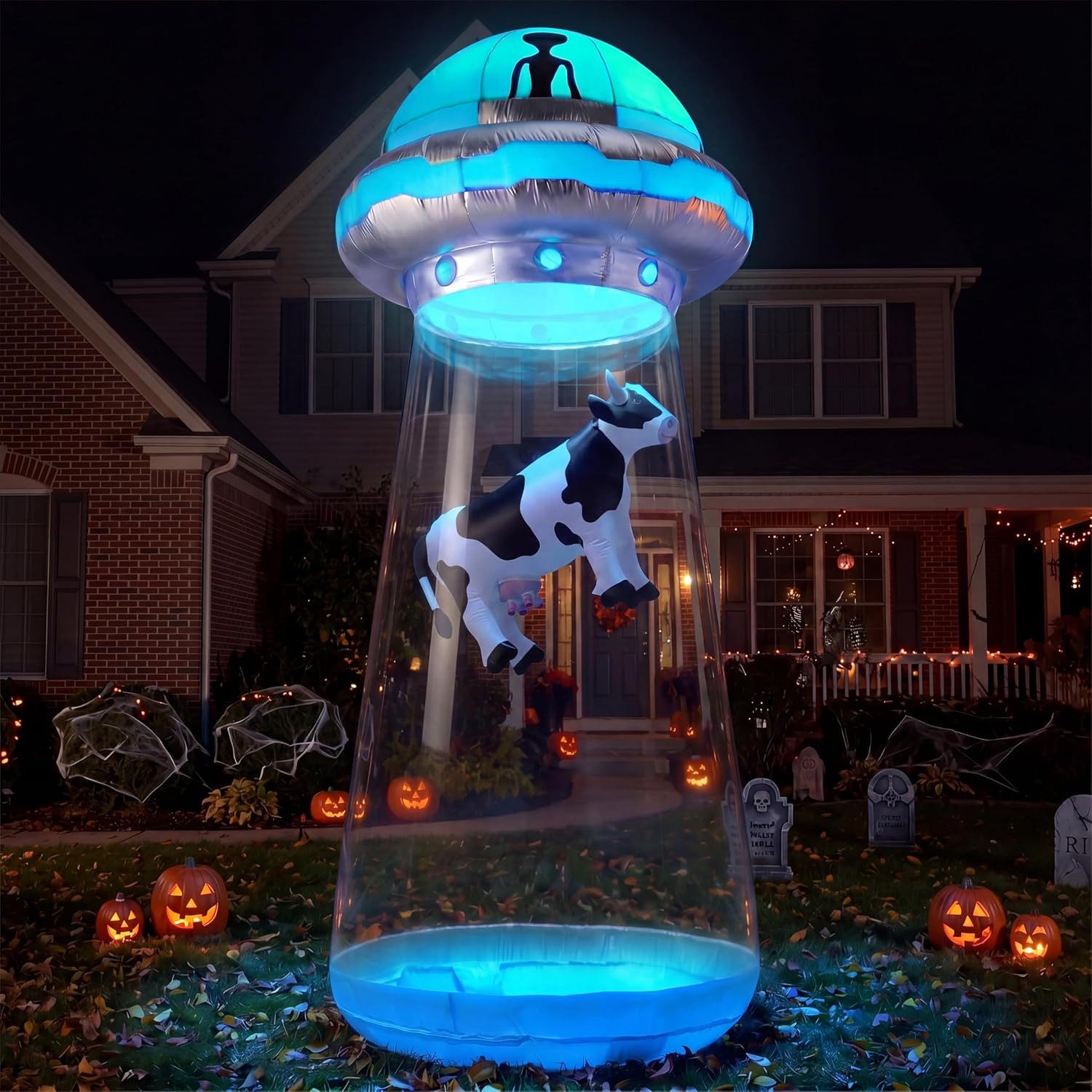 Joiedomi Aufblasbares Partyzubehör Joiedomi 2 Pack Aufblasbare Halloween Kürbisse mit LED Licht