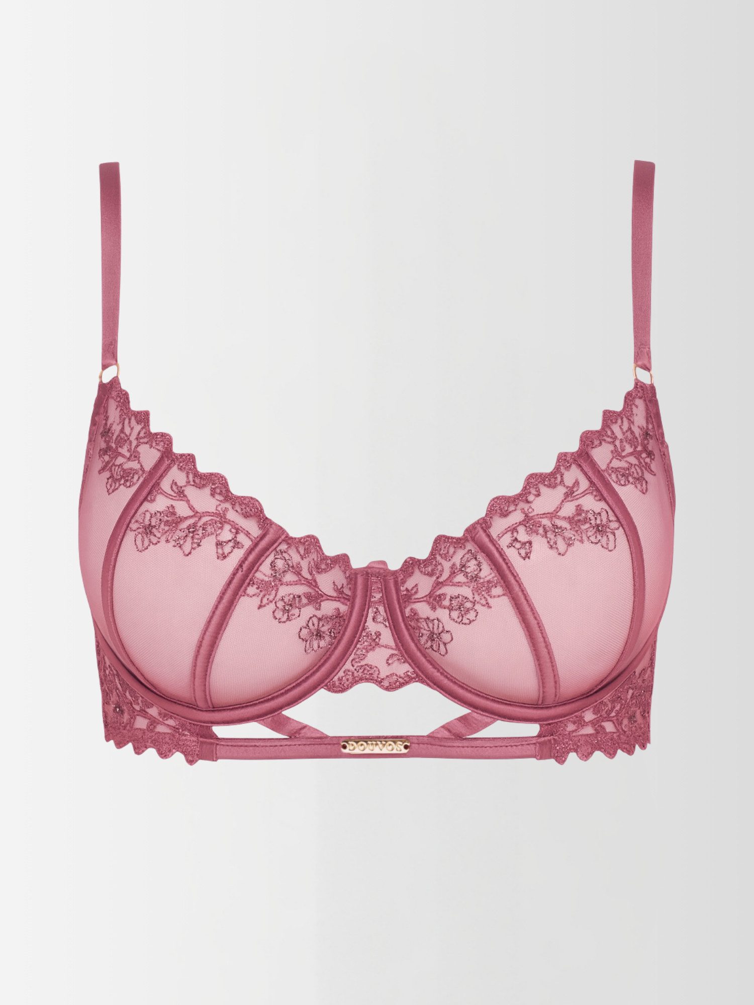 DOUVOS CONTOUR Balconette-BH mit Bügel und Blütenstickerei Eleganter BH aus recyceltem Mesh - passgenau und komfortabel