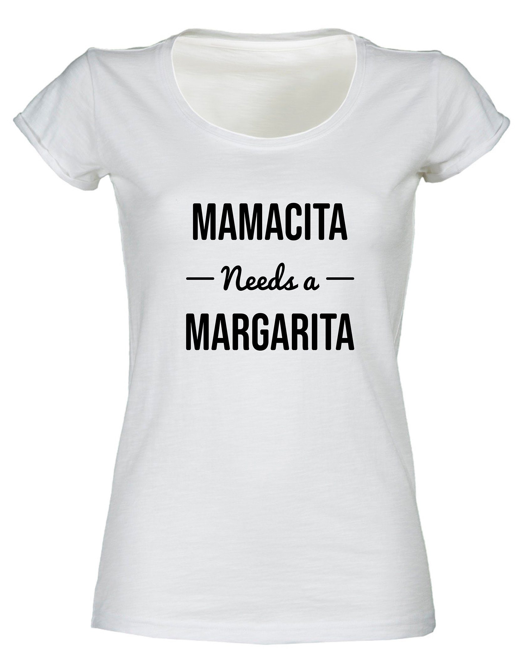 Baddery Print-Shirt Fun T-Shirt Damen - Mamacita needs a Margarita, hochwertiger Siebdruck, aus Baumwolle