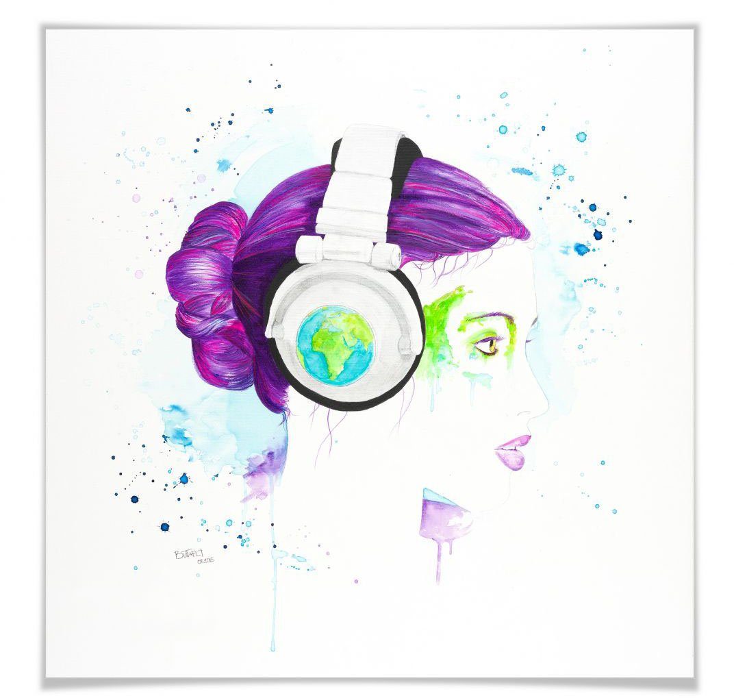 Wall-Art Poster Listen to the World, Schriftzug (1 St), Poster, Wandbild, Bild, Wandposter | Poster